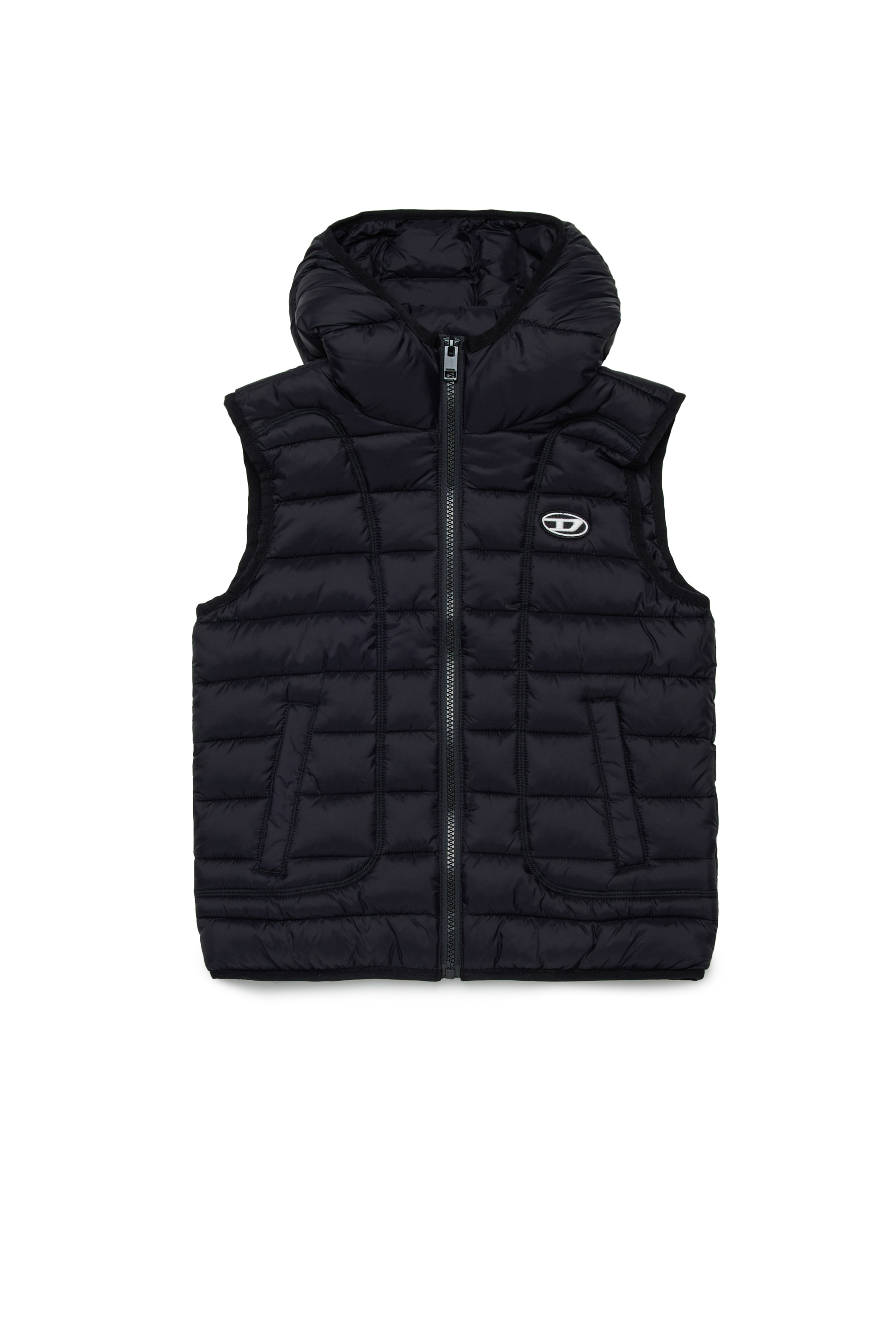 Diesel - JWTEMPLE, Gilet en nylon avec capuche Mixte in Noir - 1