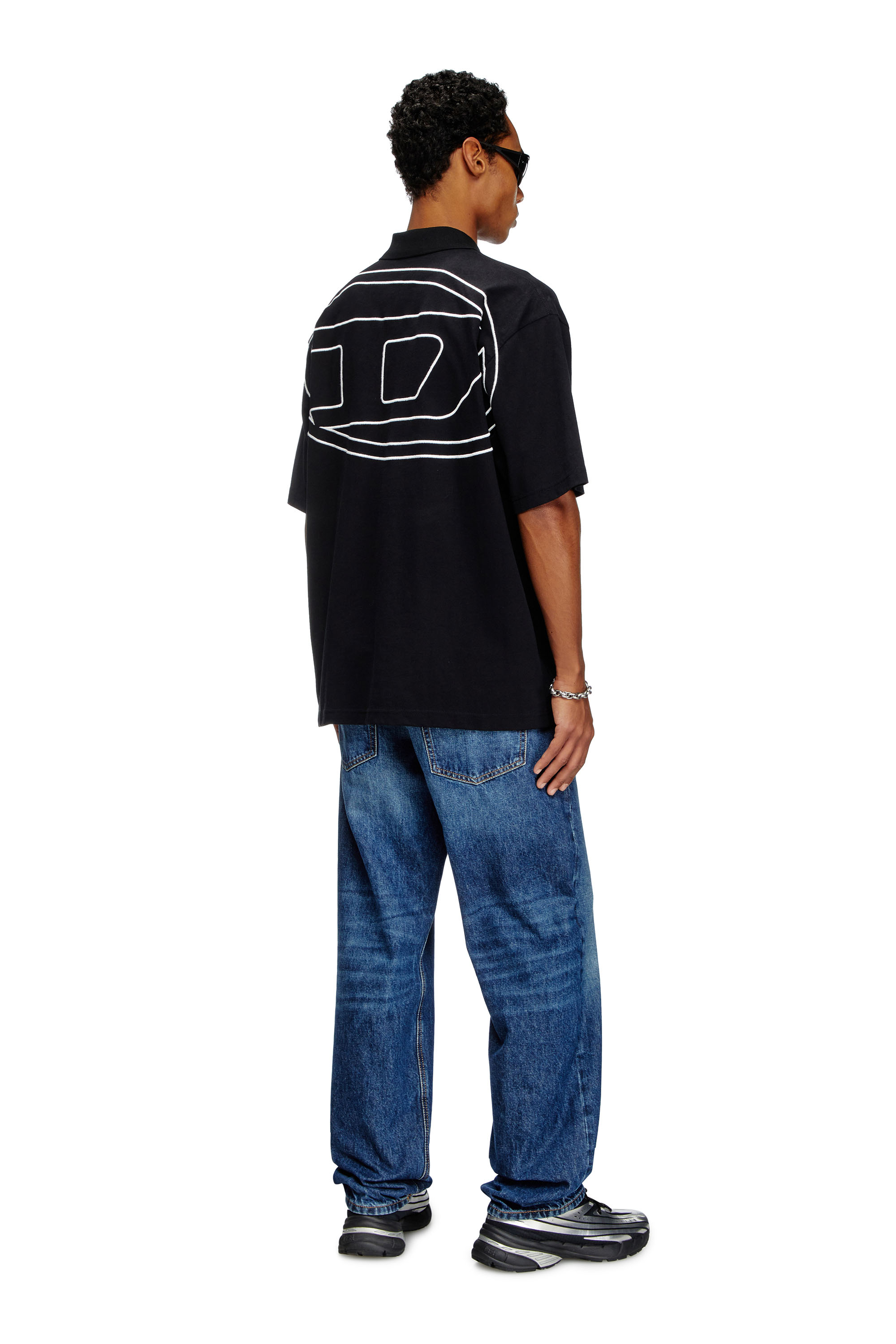 Diesel - T-VORT-MEGOVAL-D, Polo avec maxi oval D brodé Homme in Noir - 3