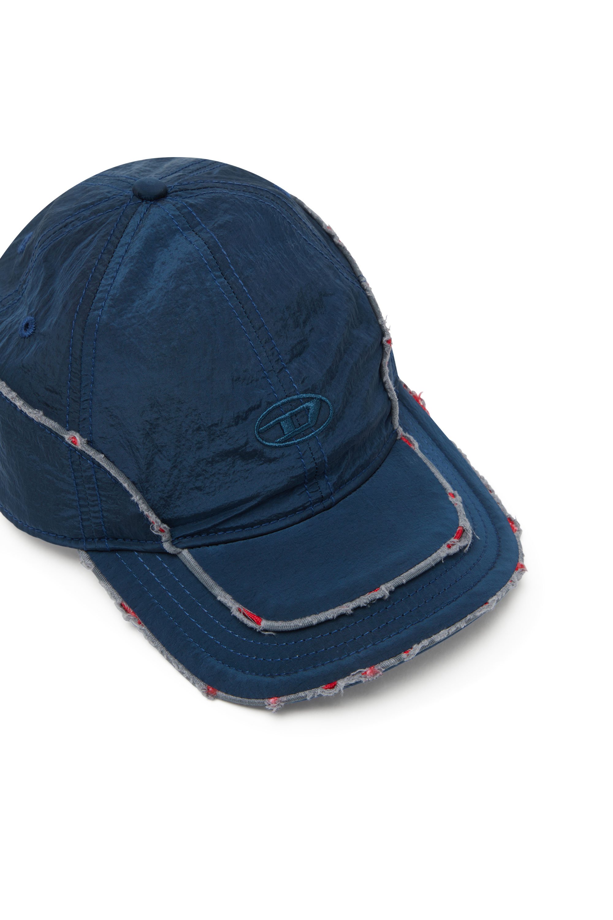 Diesel - C-ONNOR, Casquette de baseball en nylon froissé avec D ton sur ton Homme in Bleu - 3