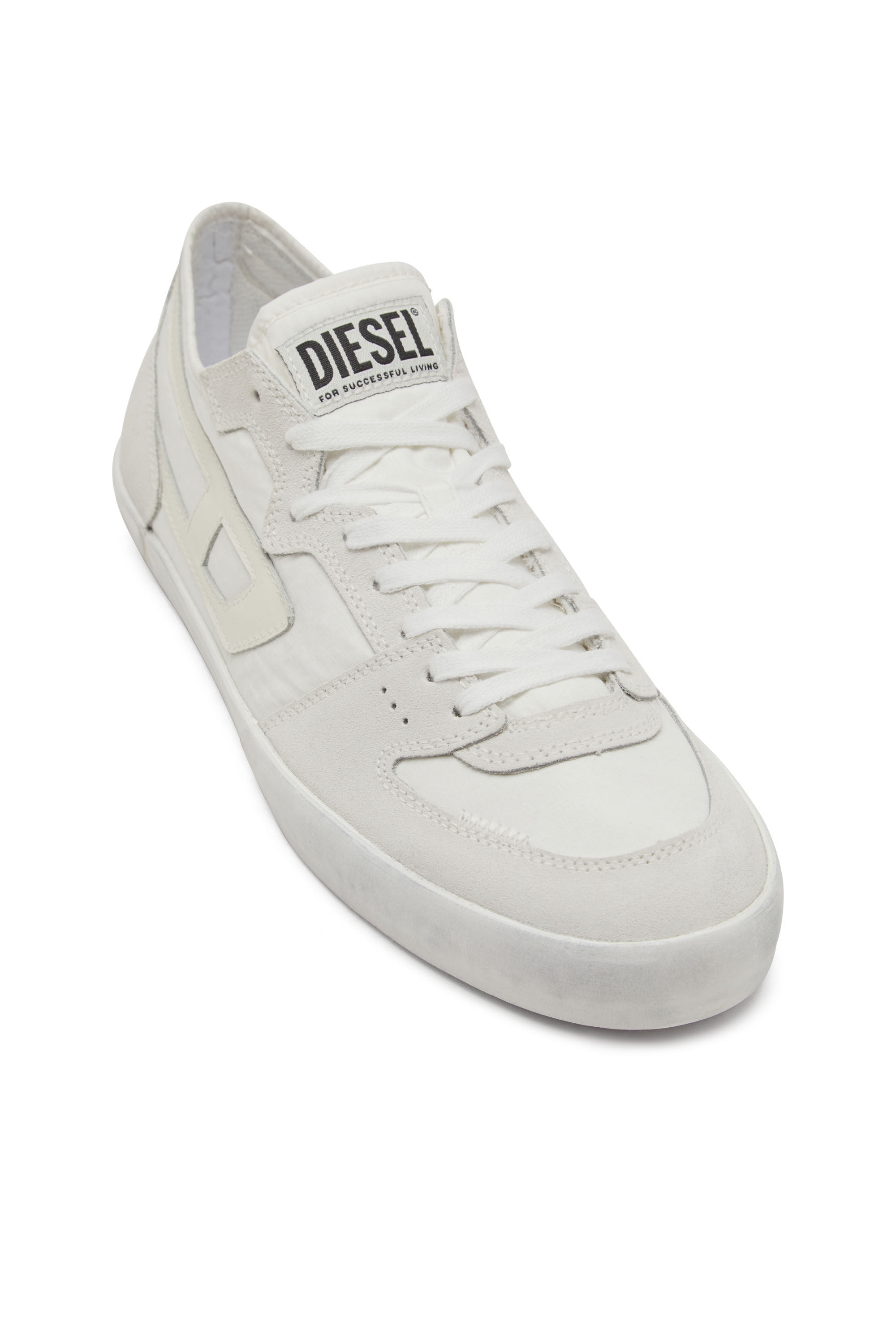 Diesel - S-LEROJI D-1 LOW, Sneakers en ripstop matelassé et cuir suédé Homme in Blanc - 4