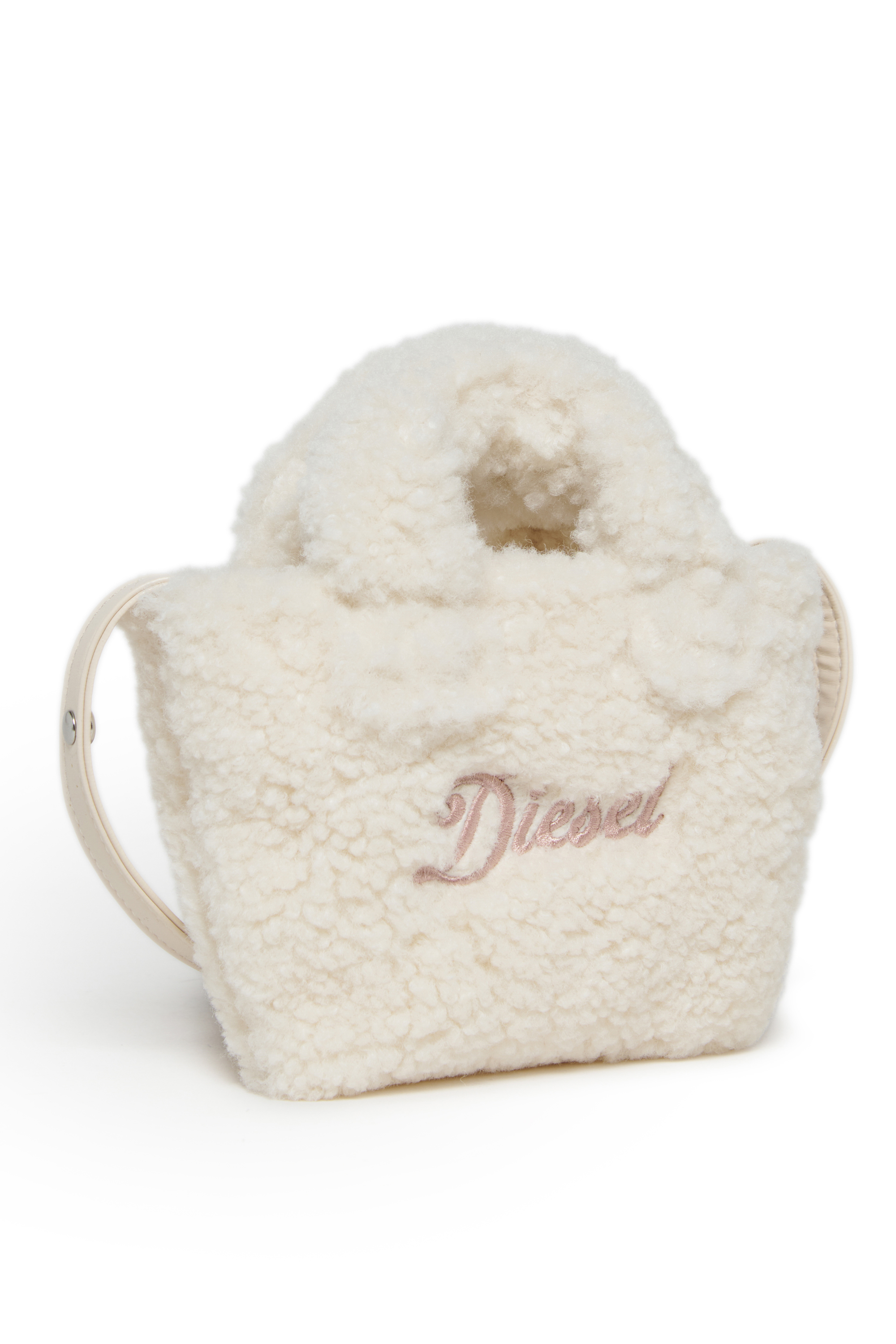 Diesel - WIXIT, Damen WIXIT - Mini-Tasche aus Teddy-Fleece in Wei&szlig; - 3
