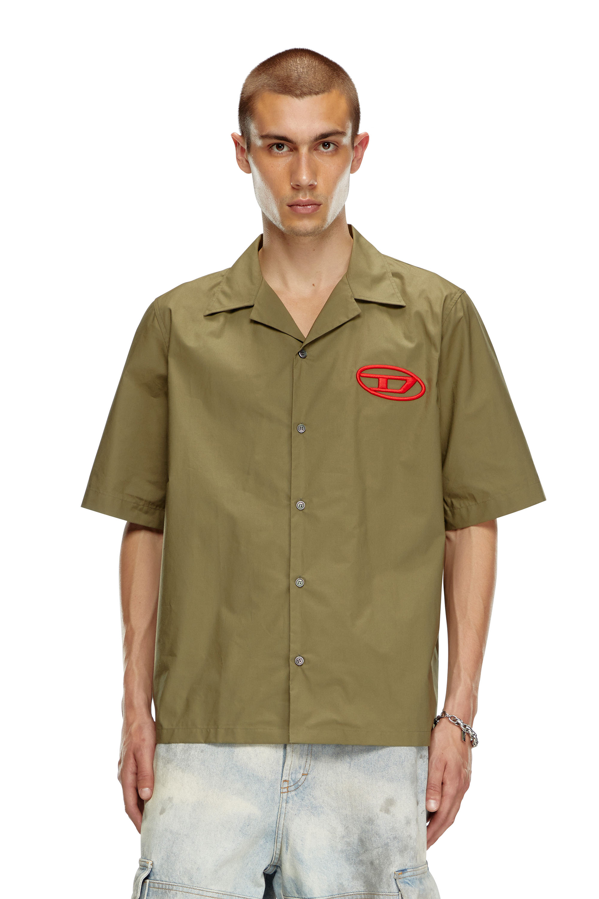 Diesel - S-MAC-C, Man Bowling shirt with logo embroidery in Green - Image 4