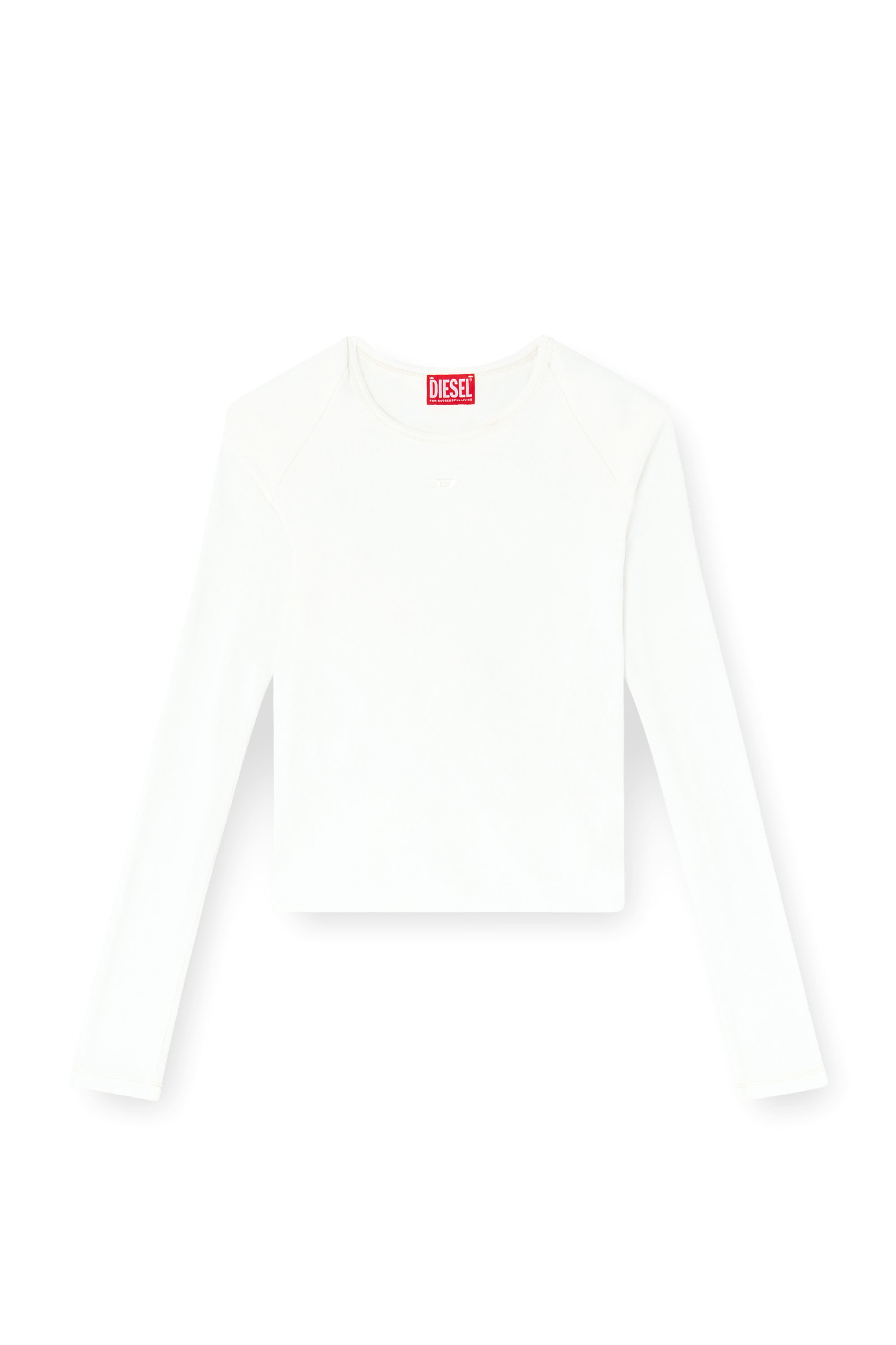 Diesel - T-ASAY-PL, T-shirt &agrave; manches longues effet pliss&eacute; en jersey double &eacute;paisseur Femme in Blanc - 4