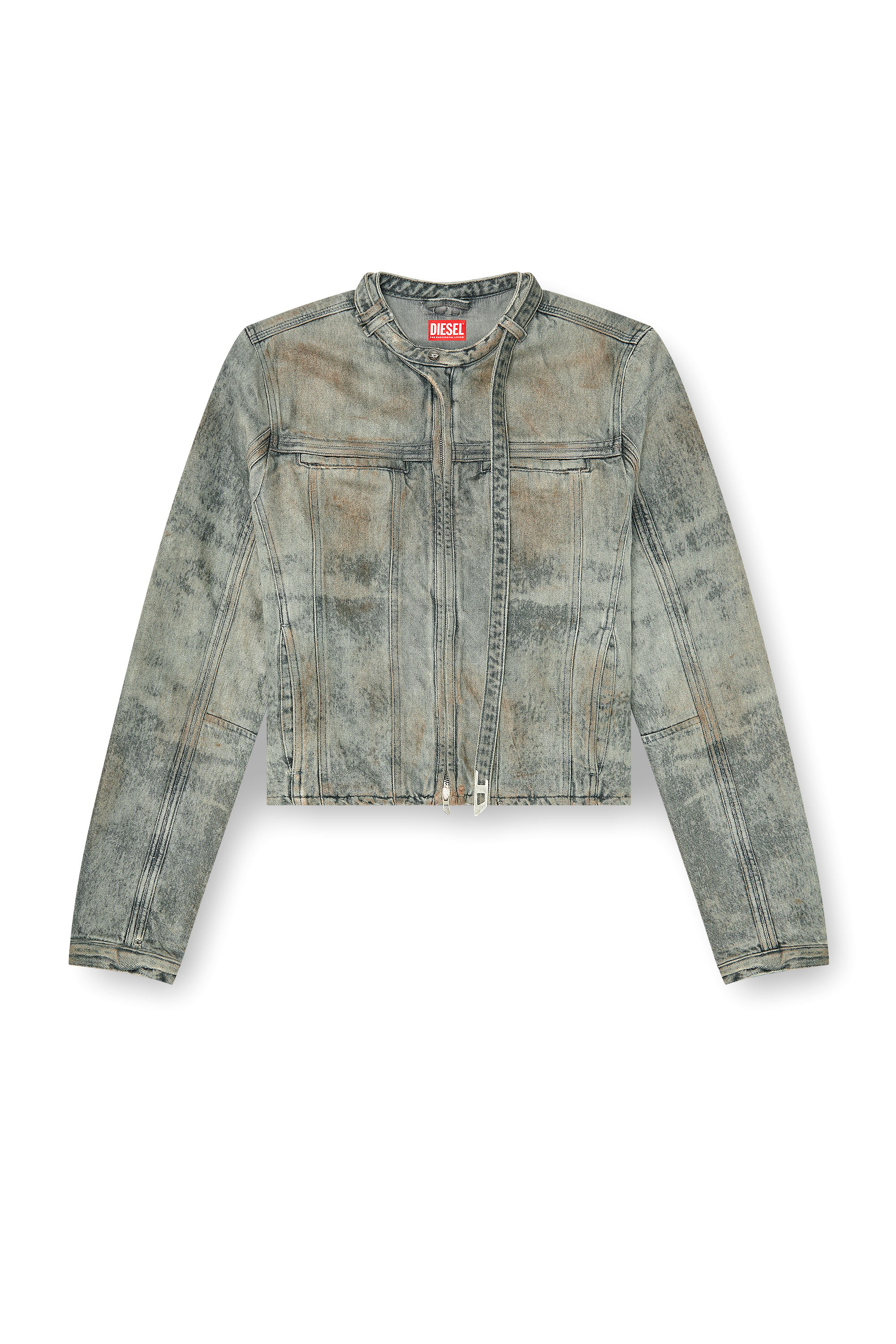 Diesel - D-VULMAR-FSI, Veste en denim satin de coton-chanvre Homme in Gris - 2