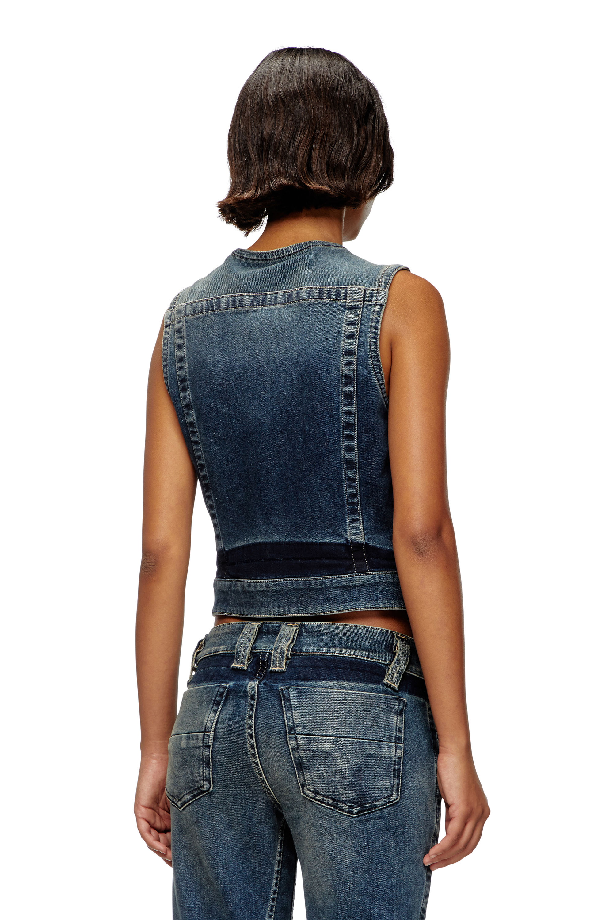 Diesel - DE-PROOF-RE, Top zippé en denim Rehab Femme in Bleu - 4