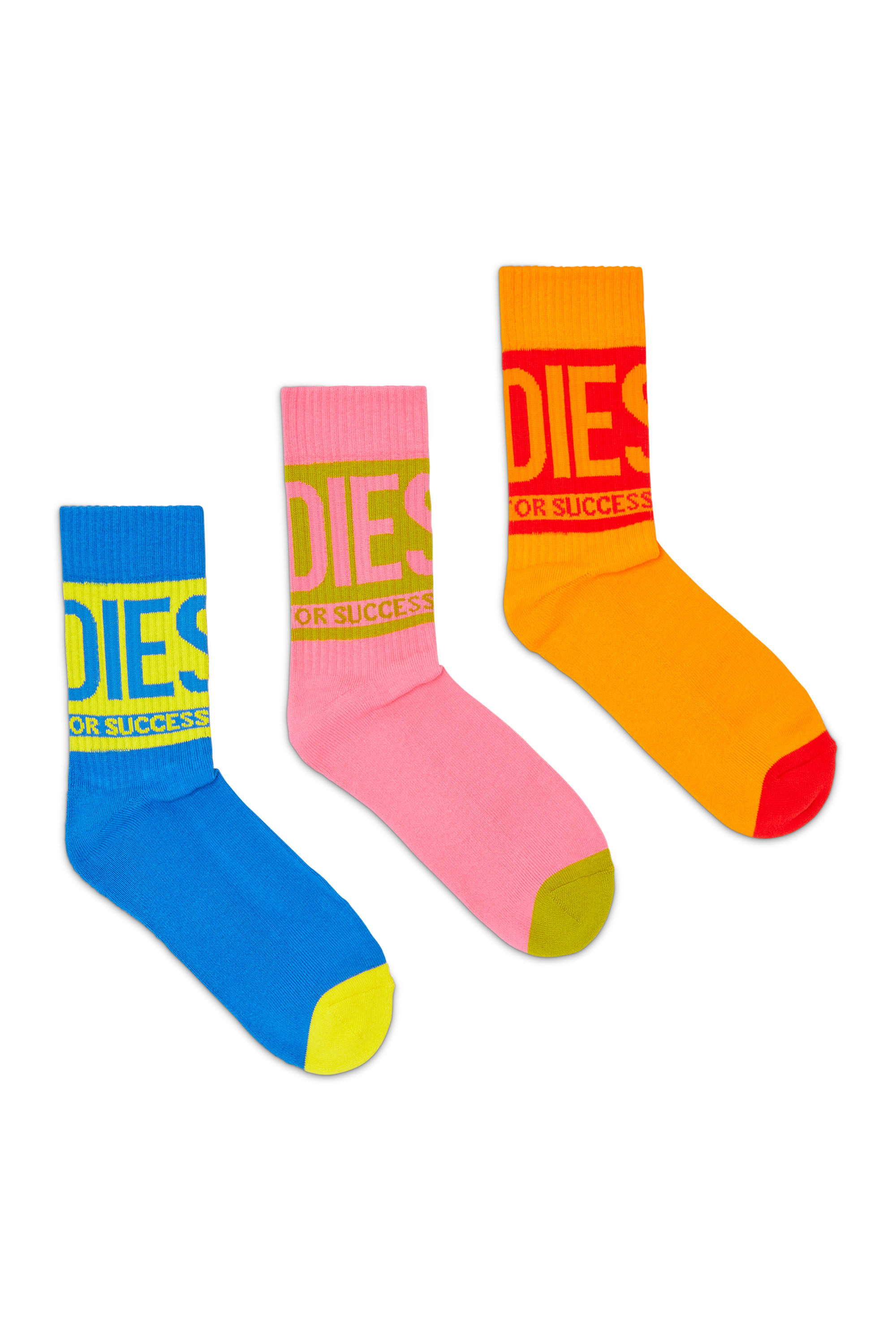 Diesel - SKM-RAY-THREEPACK, Set da tre paia di calzini in cotone con dettaglio logo Uomo in Multicolor - 1