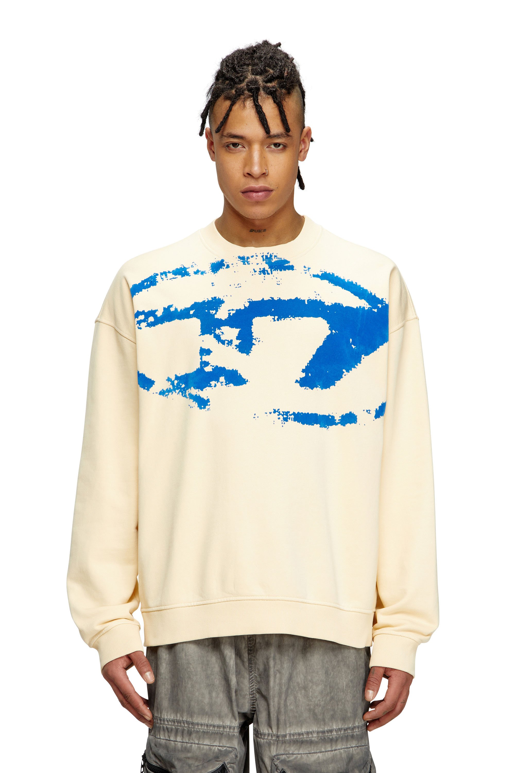 Diesel - S-BOXT-N5, Sweat-shirt avec logo floqué effet vieilli Homme in Polychrome - 1