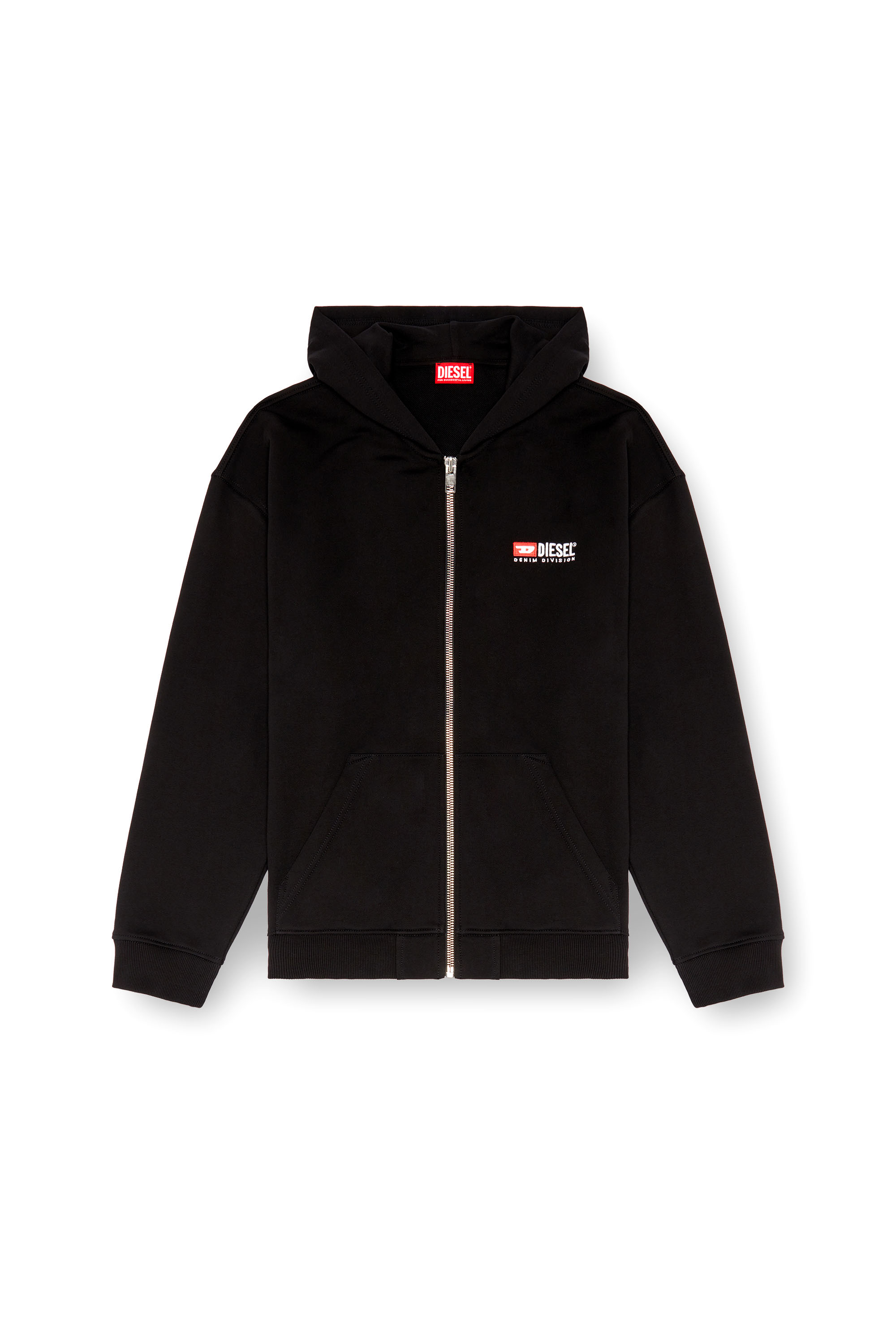 Diesel - S-BOXT-HOOD-ZIP-DIV, Sweat-shirt à capuche zippé avec broderie Diesel Homme in Noir - 3