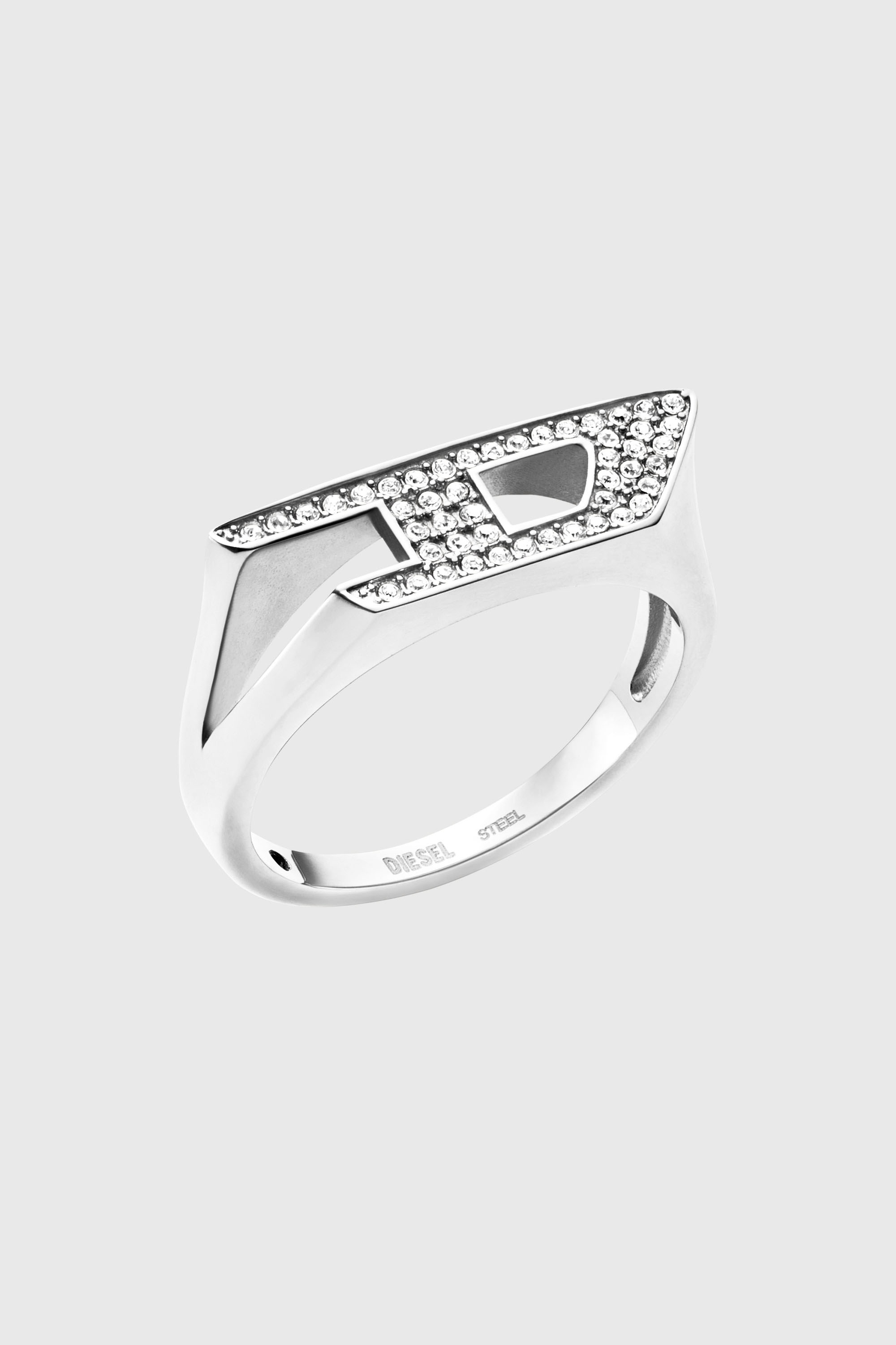 Bague chevali&egrave;re scintillante en acier inoxydable