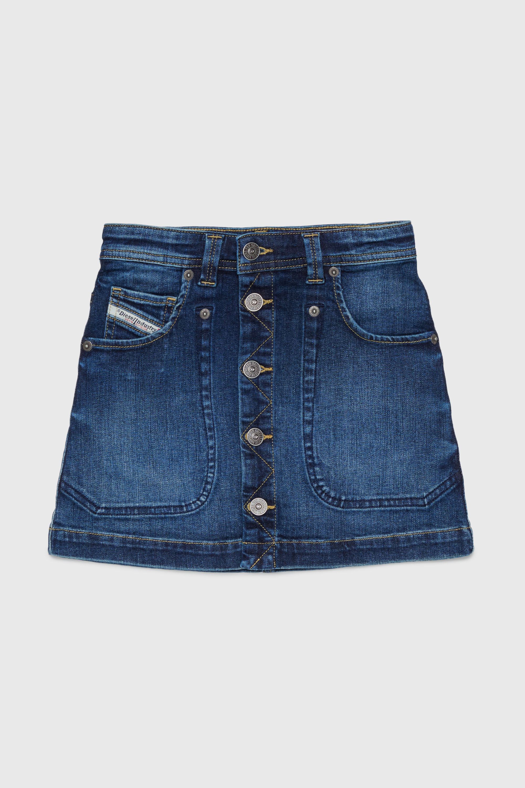 Diesel - GEALBUS, Jupe en denim &agrave; boutons Femme in Bleu - 1