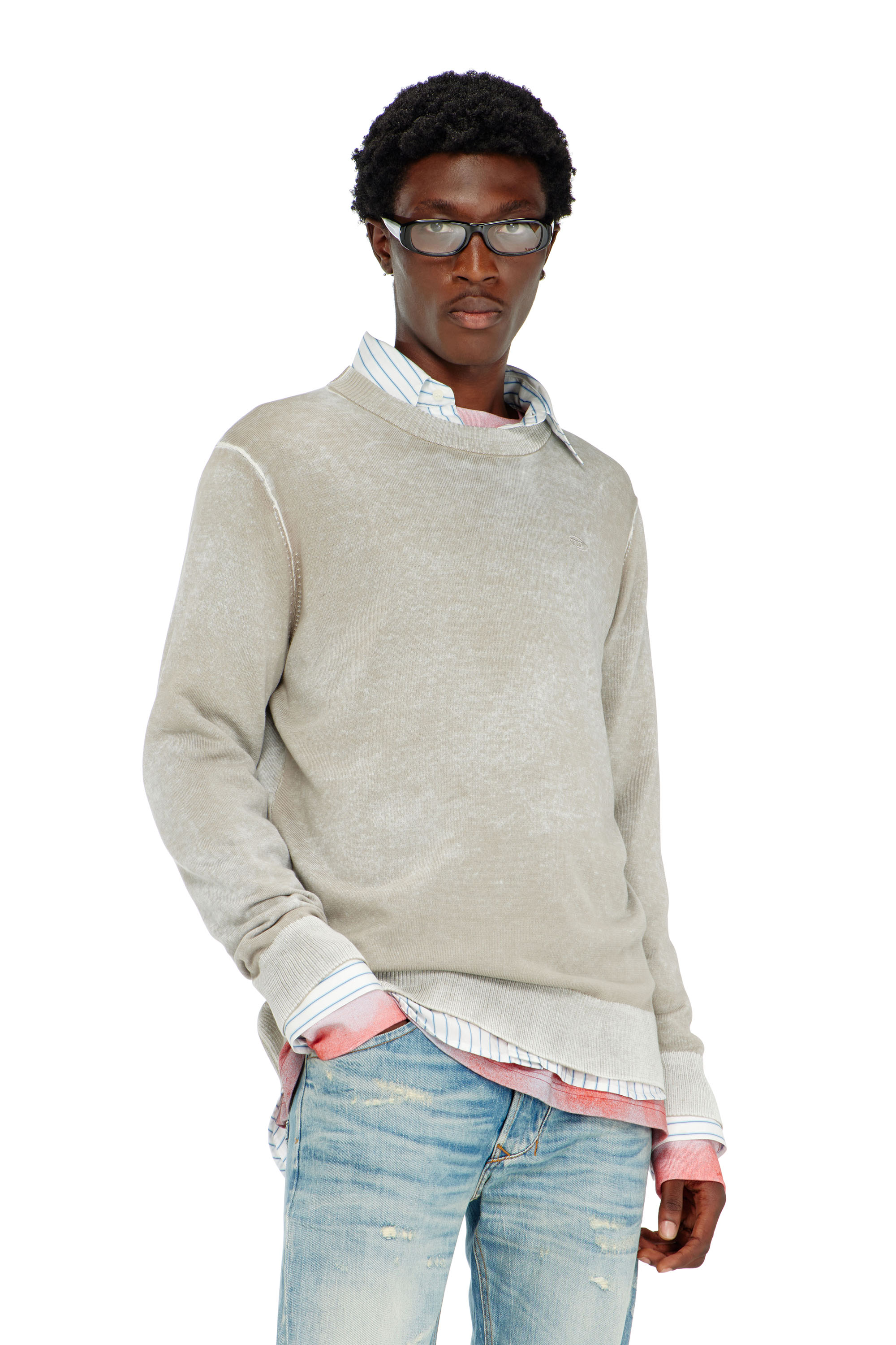 Diesel - K-LAURENT, Maglia con stampa interna sfumata Uomo in Grigio - 3