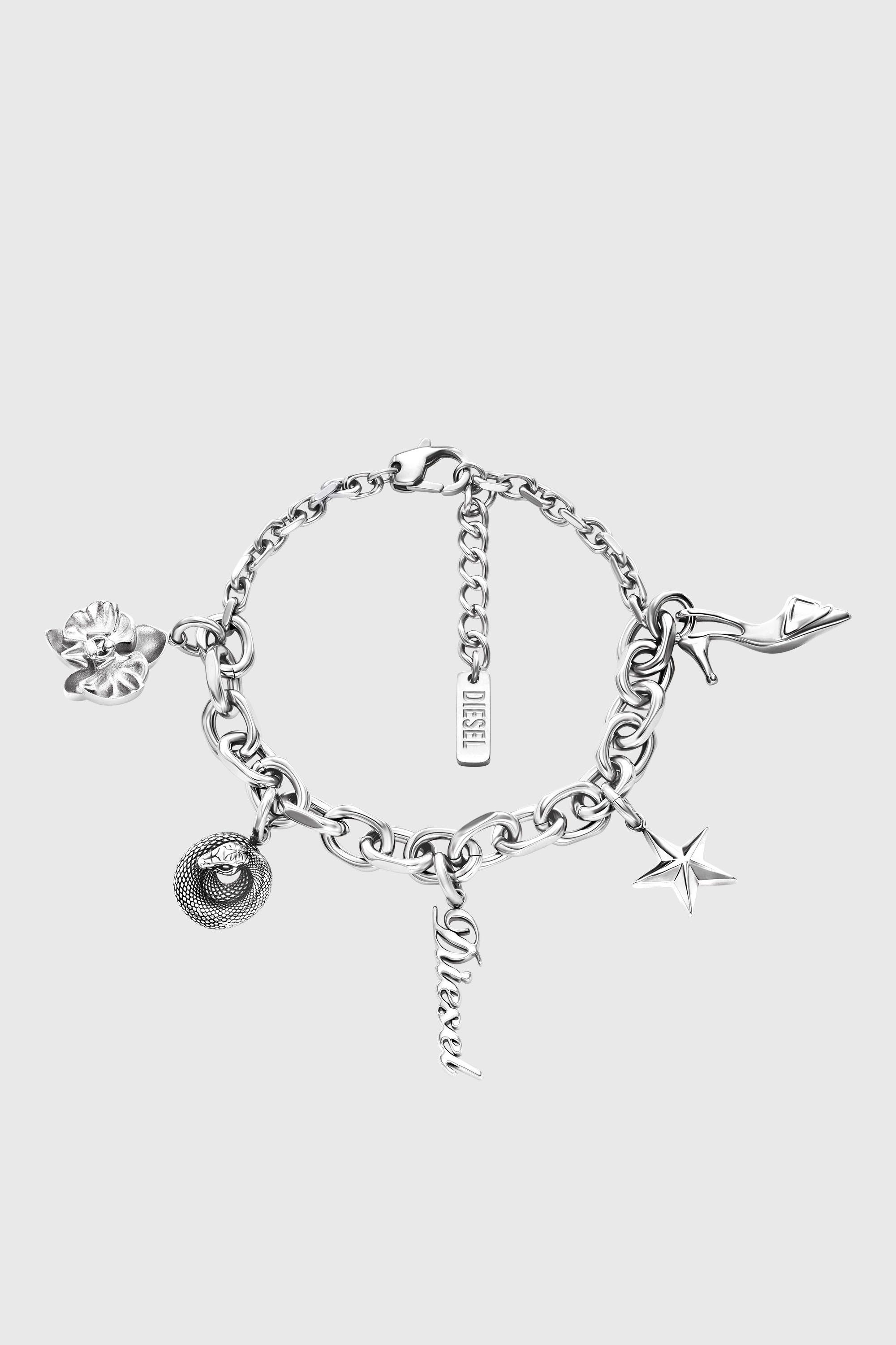 Diesel - DX1744040, Bracelet &agrave; breloques en acier inoxydable Mixte in Gris argent&eacute; - 1