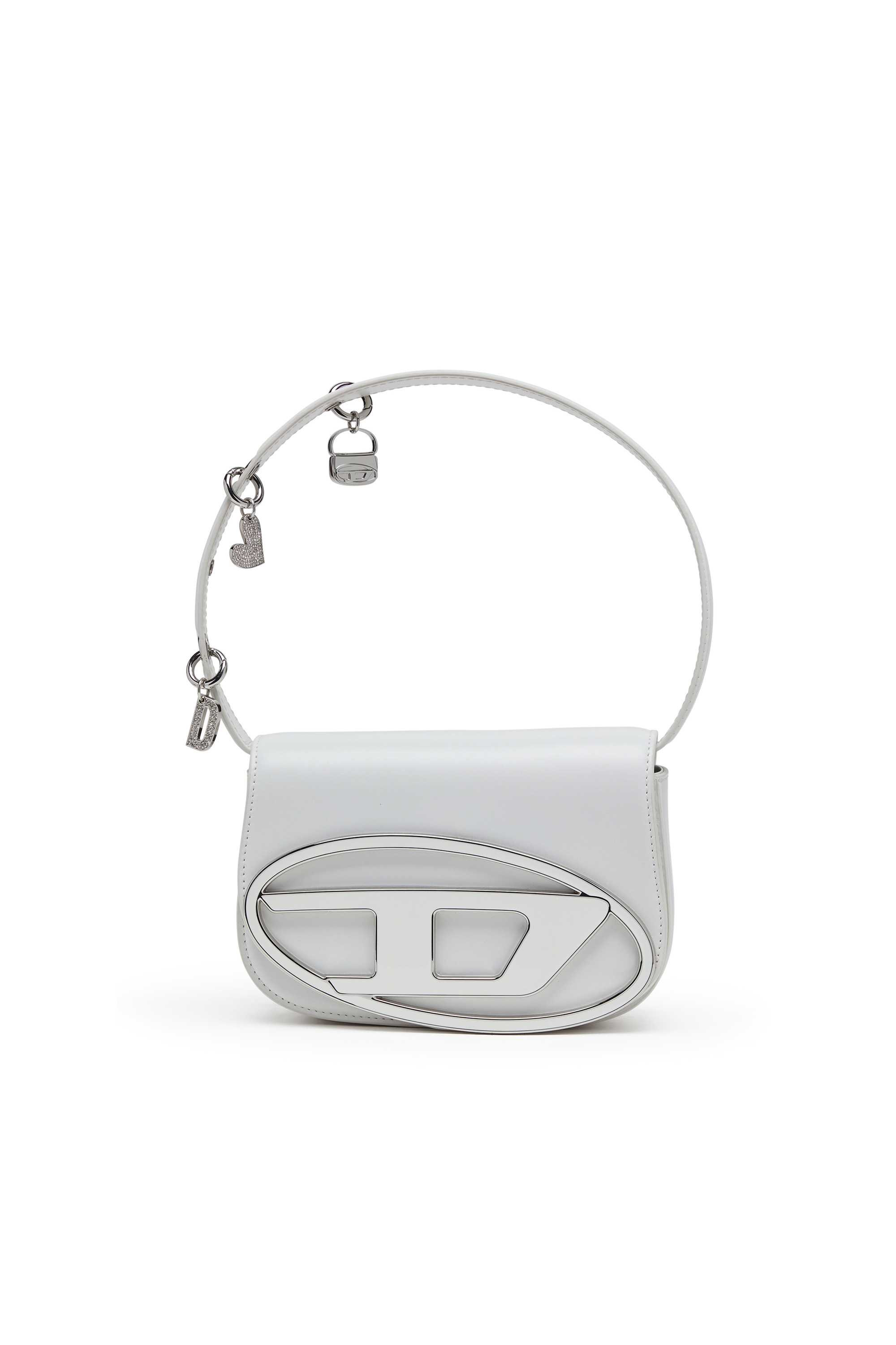 Diesel - 1DR, 1DR - Sac iconique &agrave; bandouli&egrave;re en cuir avec breloques poign&eacute;e Femme in Blanc - 1
