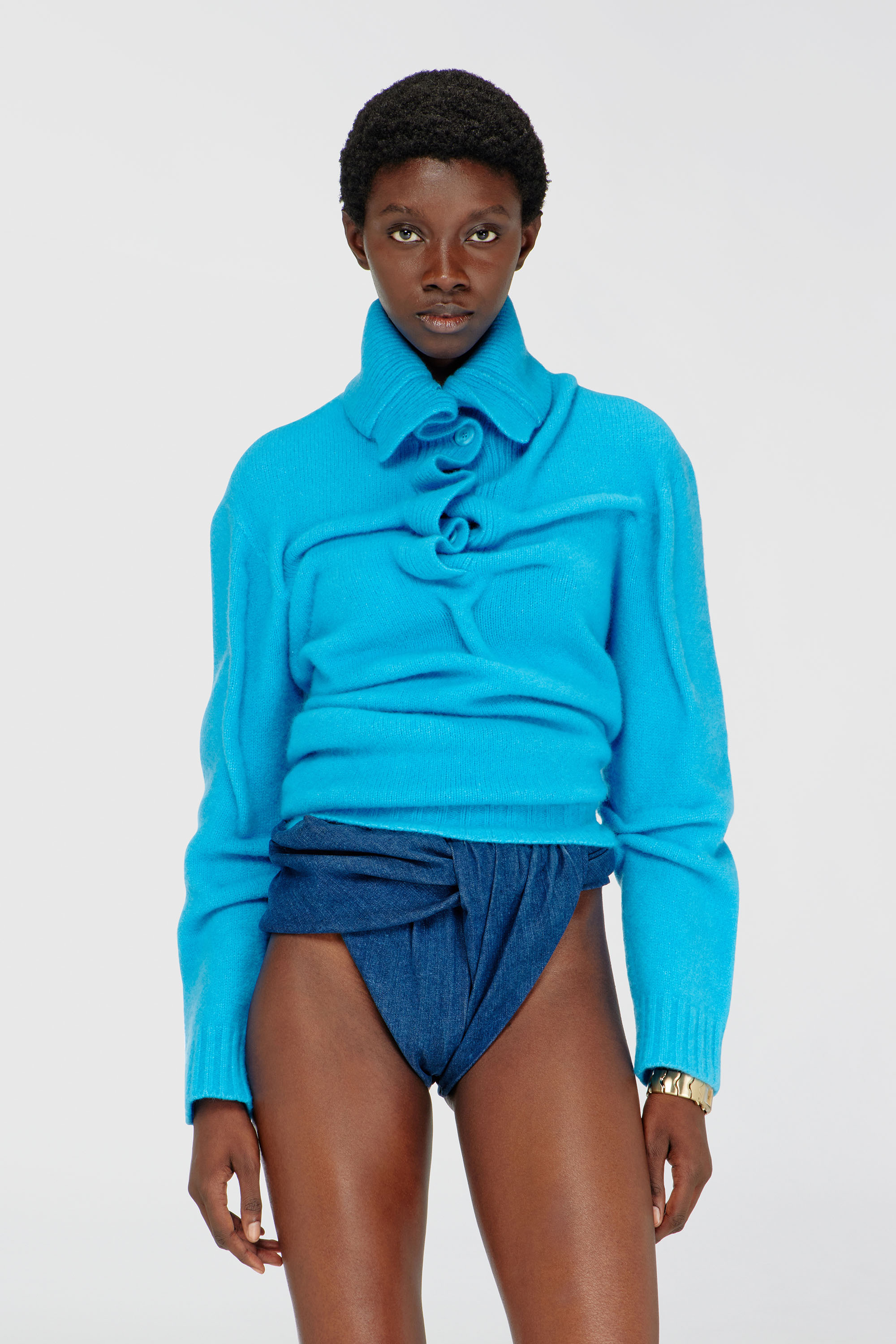 Diesel - M-AMARY, Damen Pullover mit Knopfleiste aus gekochtem, zerknittertem Strick in null - 3