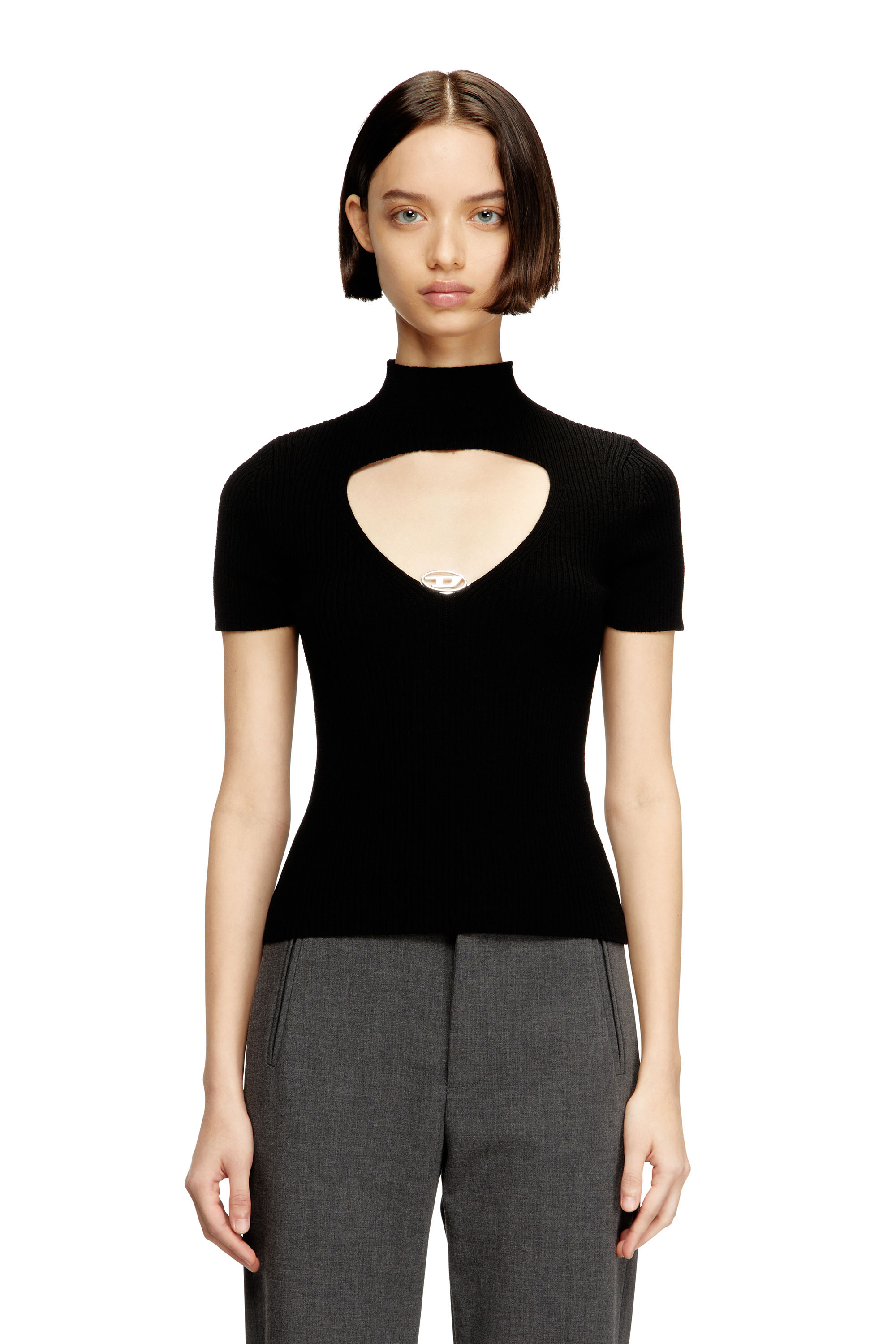 Diesel - M-OLIVE, Damen Wollstrick-Top mit Cut-Outs in null - 1
