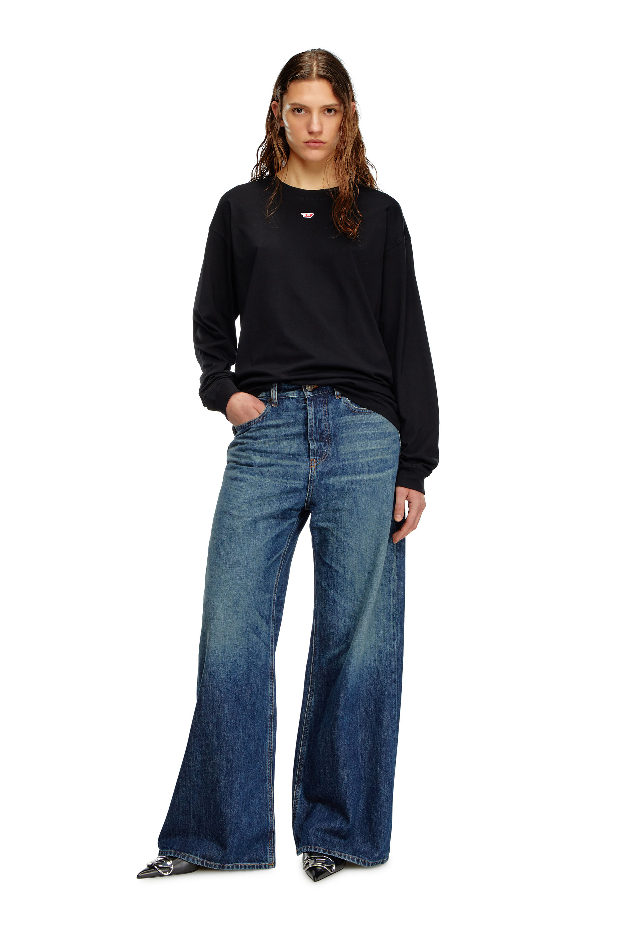 Diesel - T-BOXT-LS-D, T-shirt &agrave; manches longues avec empi&egrave;cement D Mixte in Noir - 2