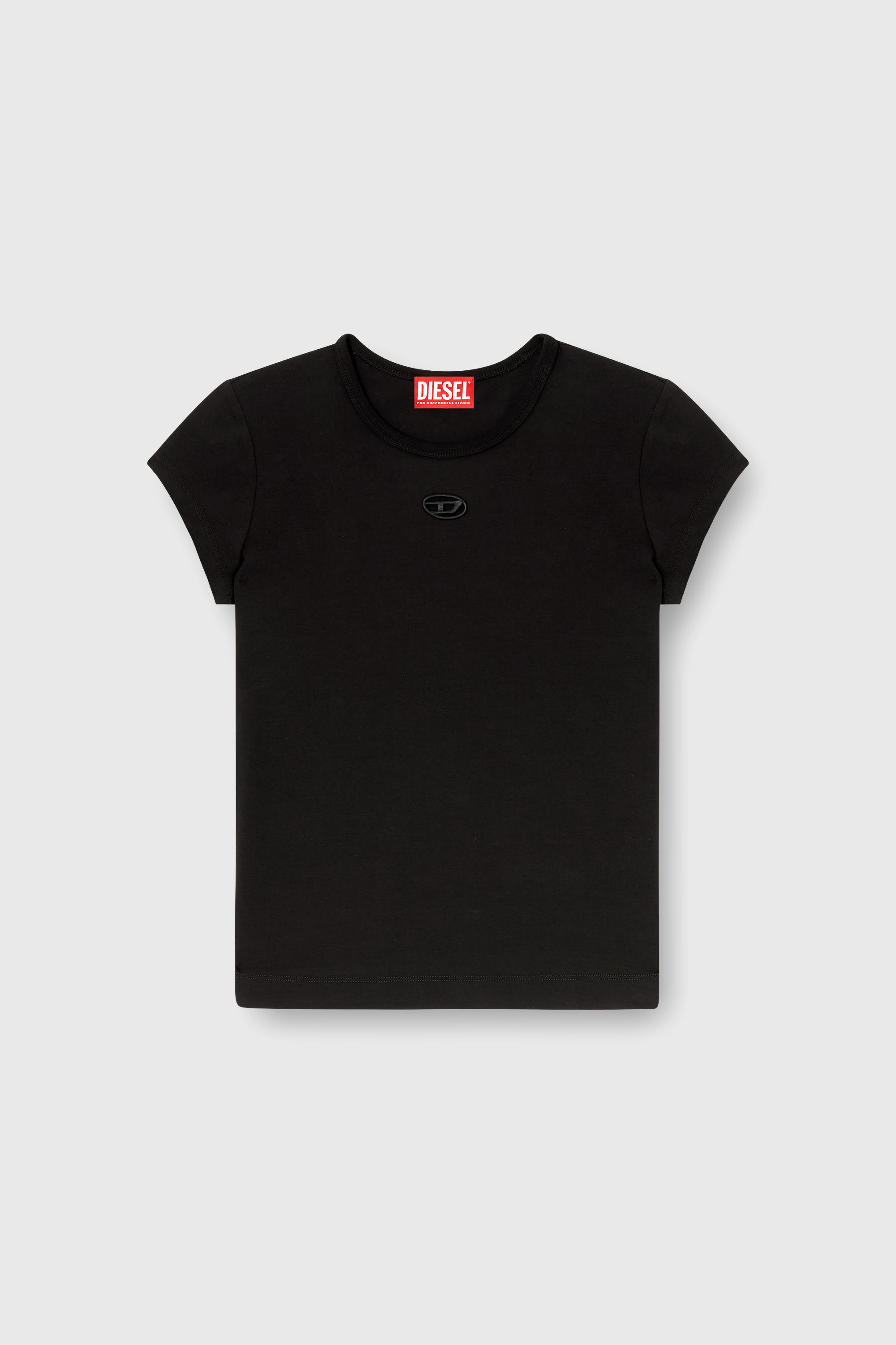 Diesel - T-ANGIE-OD, T-shirt avec logo d&eacute;coup&eacute; brod&eacute; Femme in Noir - 2