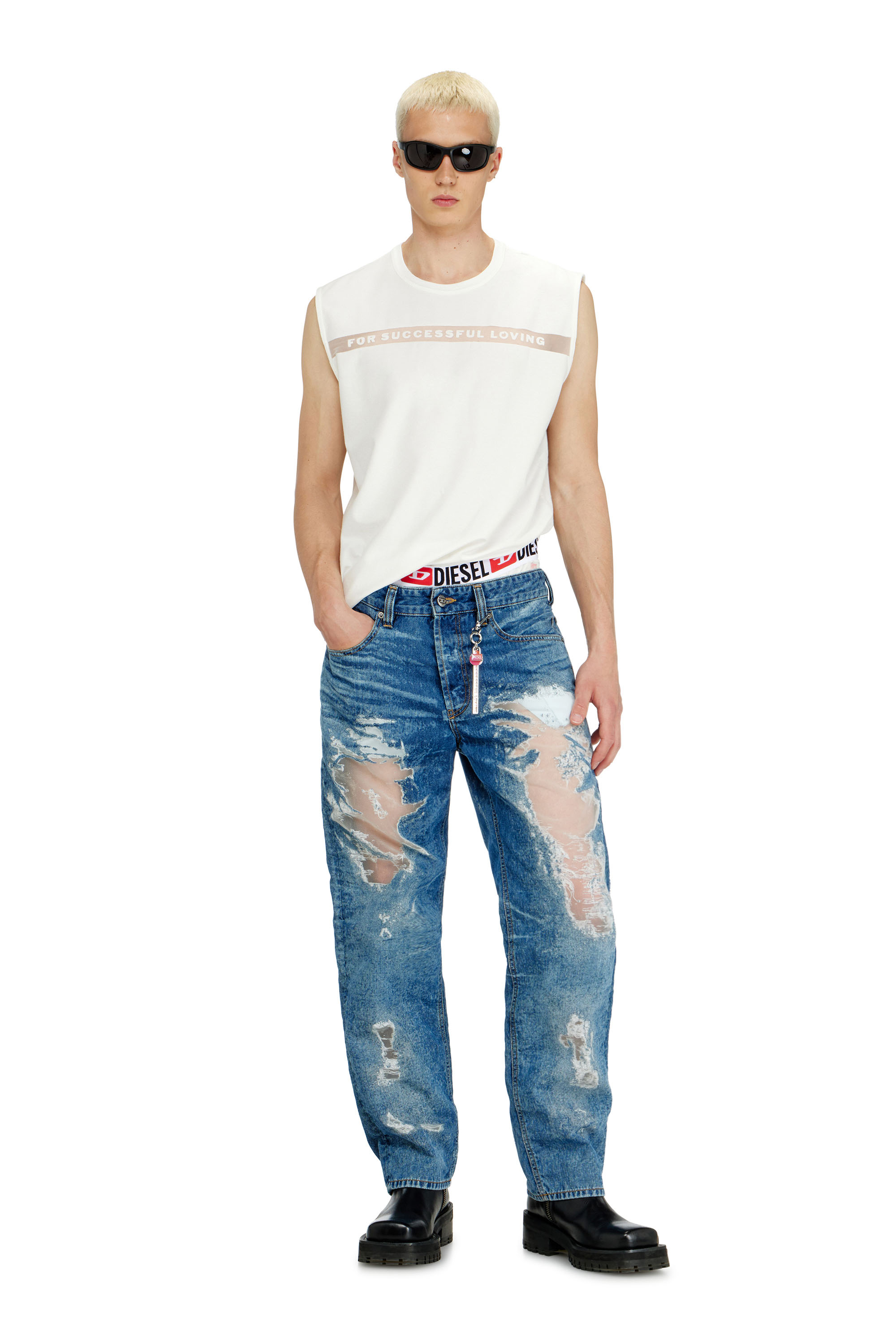 Diesel - PR-T-NORM-BISC-MATI-R, Canotta con logo For Successful Loving Unisex in Bianco - 4