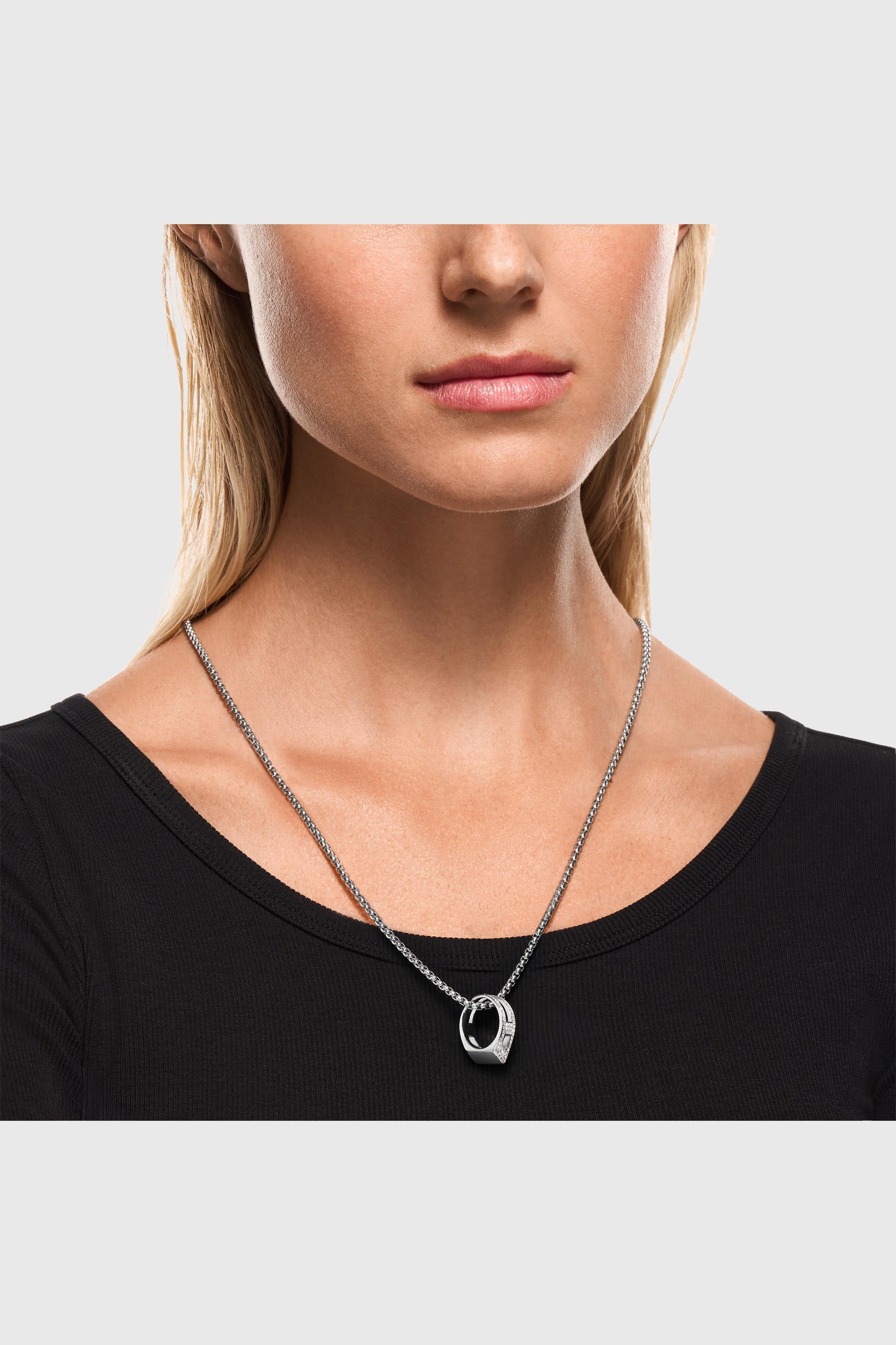 Diesel - DX1741040, Collier en acier inoxydable avec pendentif pav&eacute; Mixte in Gris argent&eacute; - 4