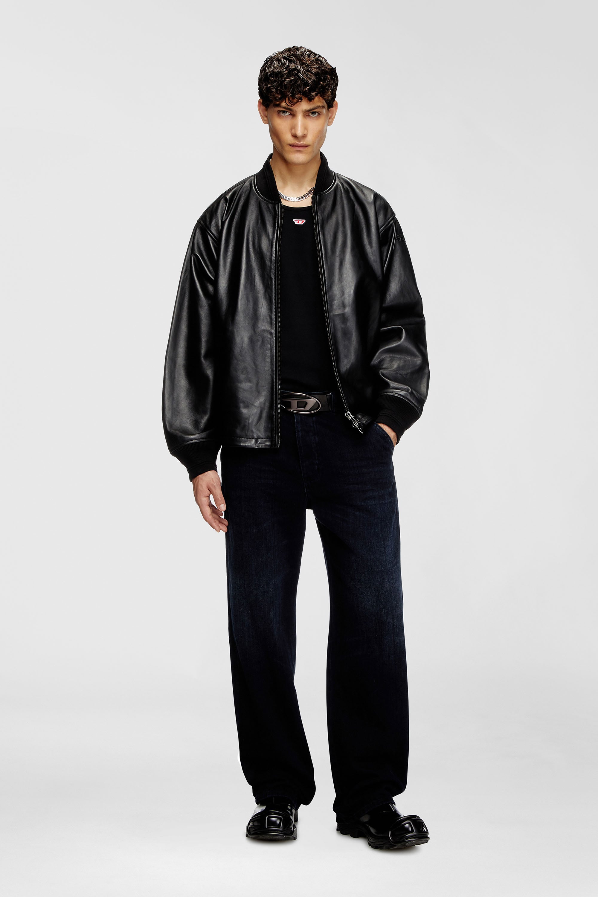 Diesel - D-HAMMER SO D, D-Hammer-Scarpe lace-up in pelle con puntale oval D Uomo in Nero - 2