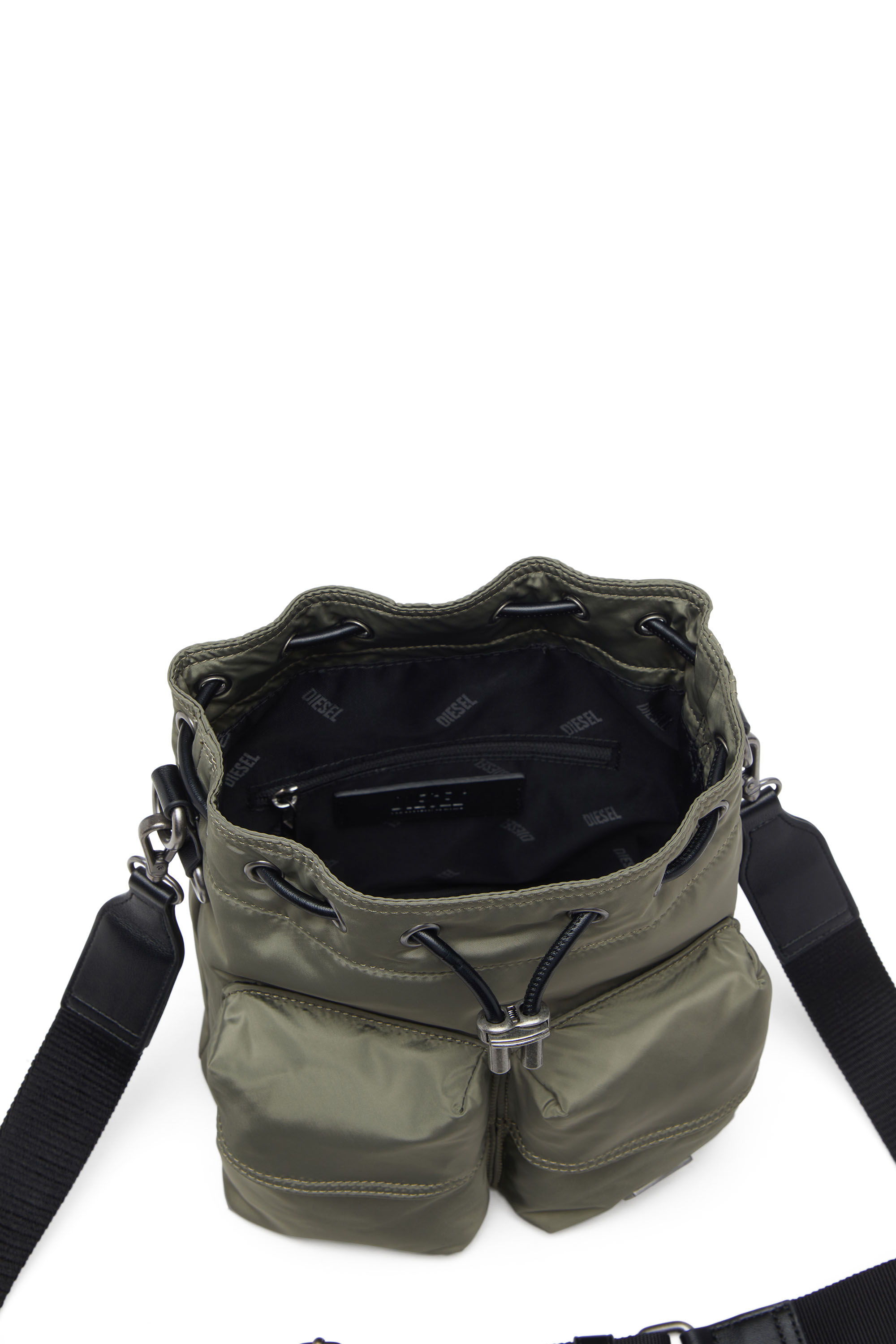 Diesel - MULTI-PKTS BUCKET X, Multi-Pkts-Borsa bucket in tessuto utility Unisex in Verde - 4