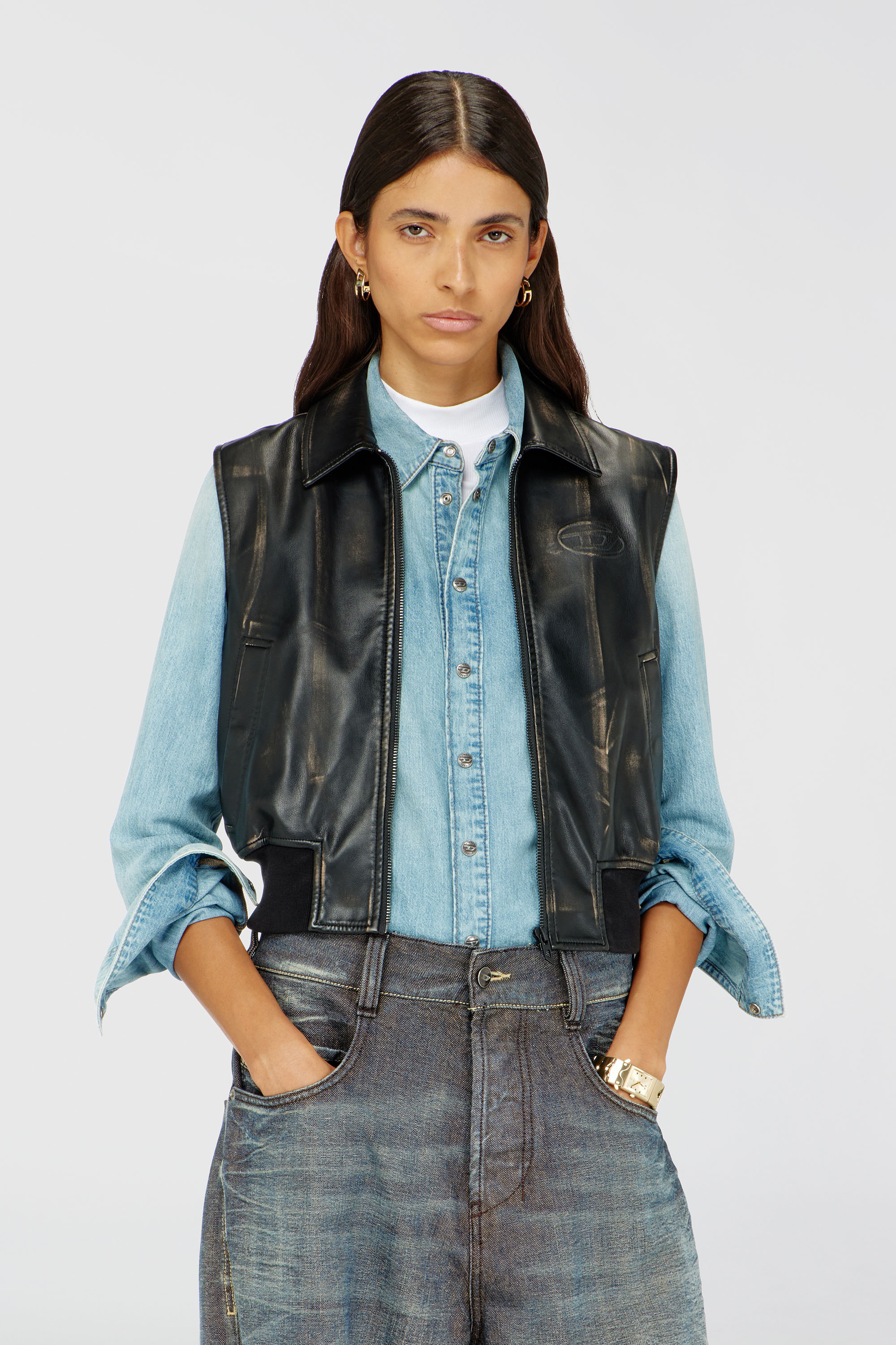 Diesel - G-INKO, Veste bomber avec effet us&eacute; Femme in Marron - 1