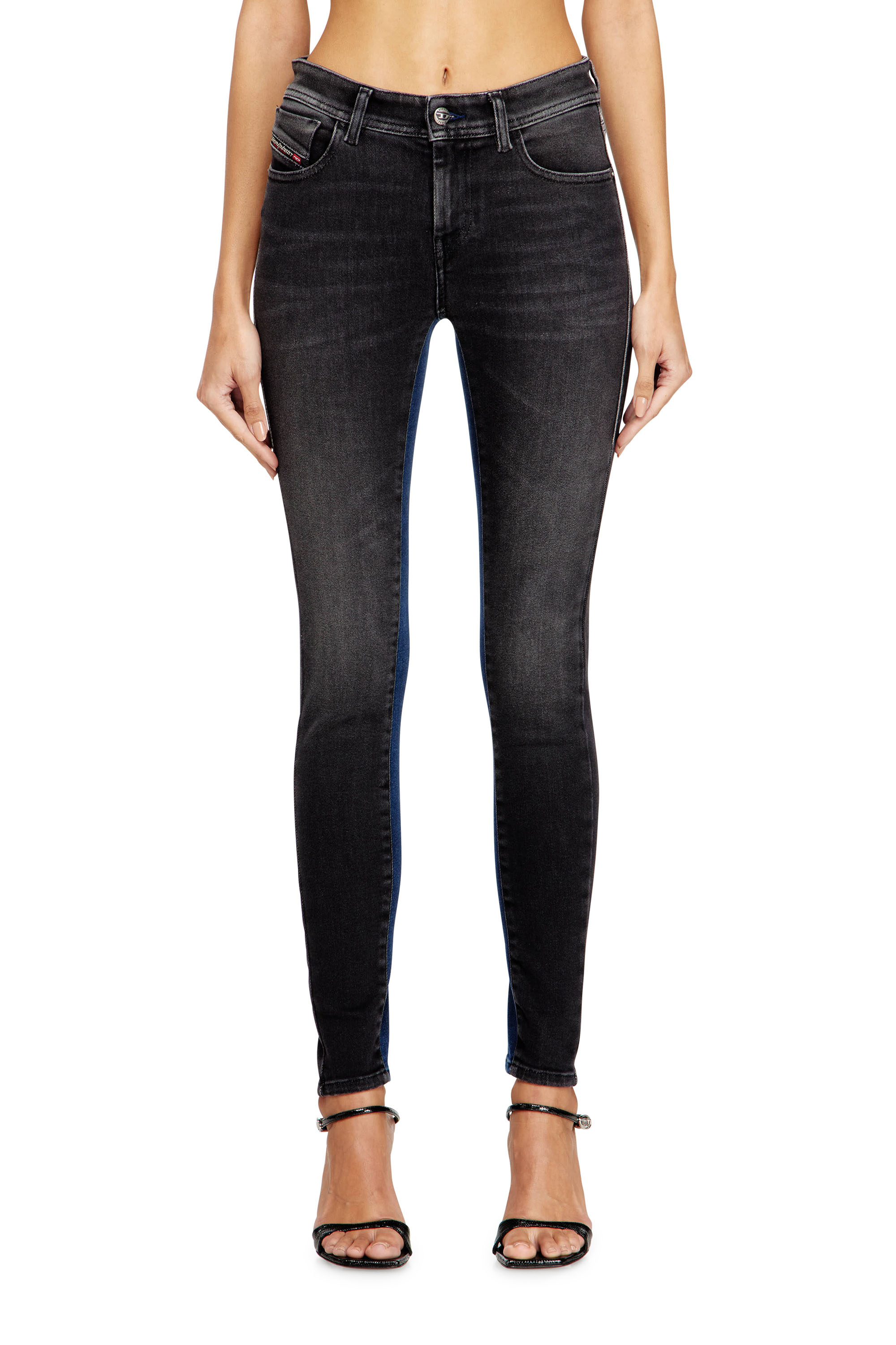 Diesel - Damen Skinny Jeans 2017 Slandy 09N14, Schwarz/Dunkelgrau - 2