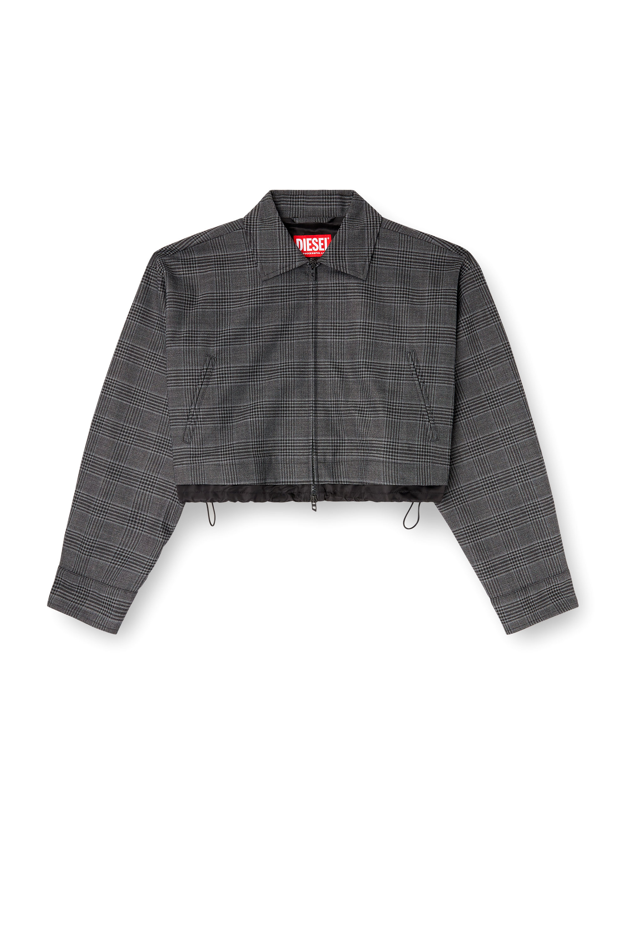 Diesel - J-TING-FEM, Veste coach raccourcie en laine mélangée à motif Prince-de-Galles Femme in Noir - 3