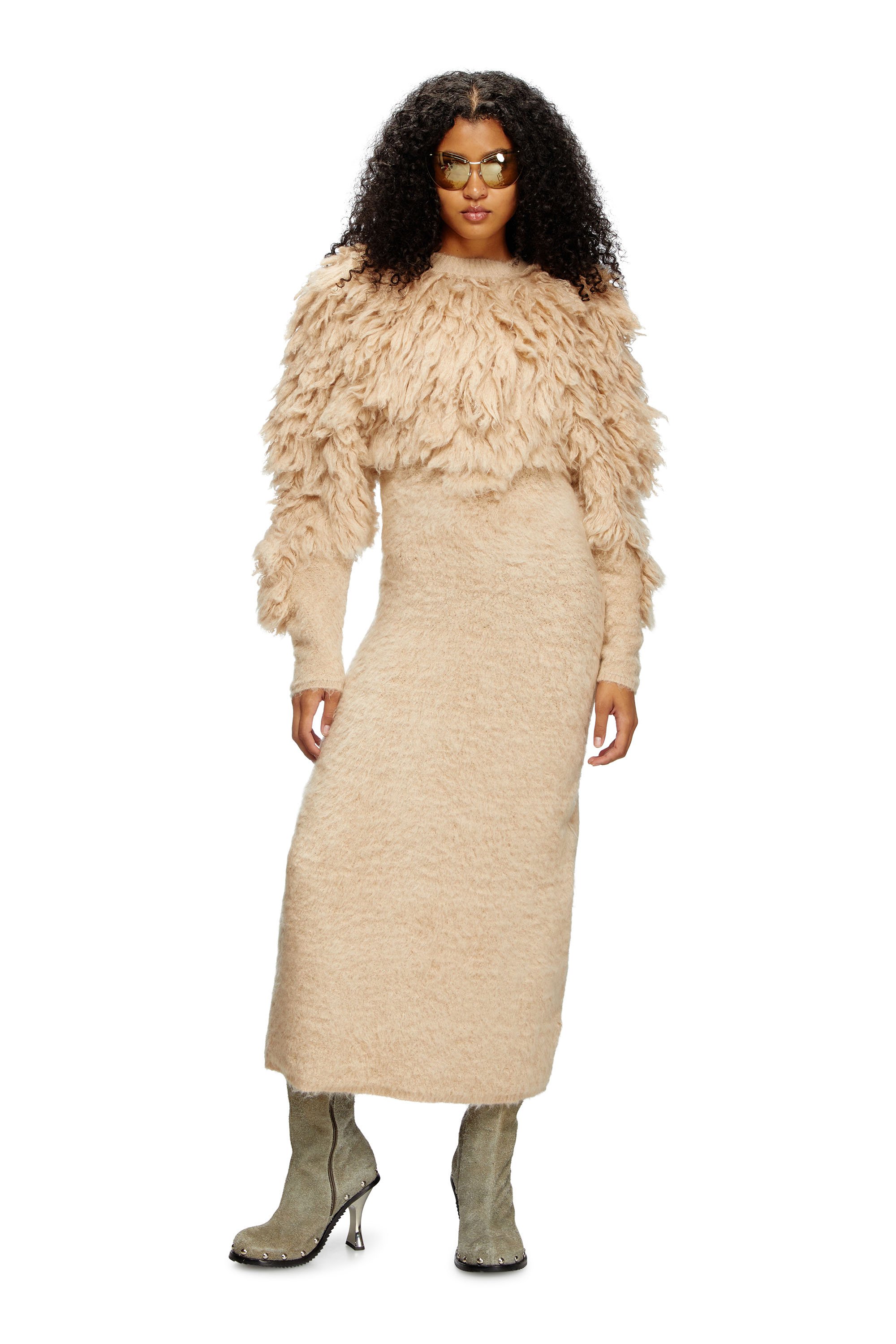 Diesel - M-PACE, Robe à col roulé en mohair à poils longs Femme in Marron - 2