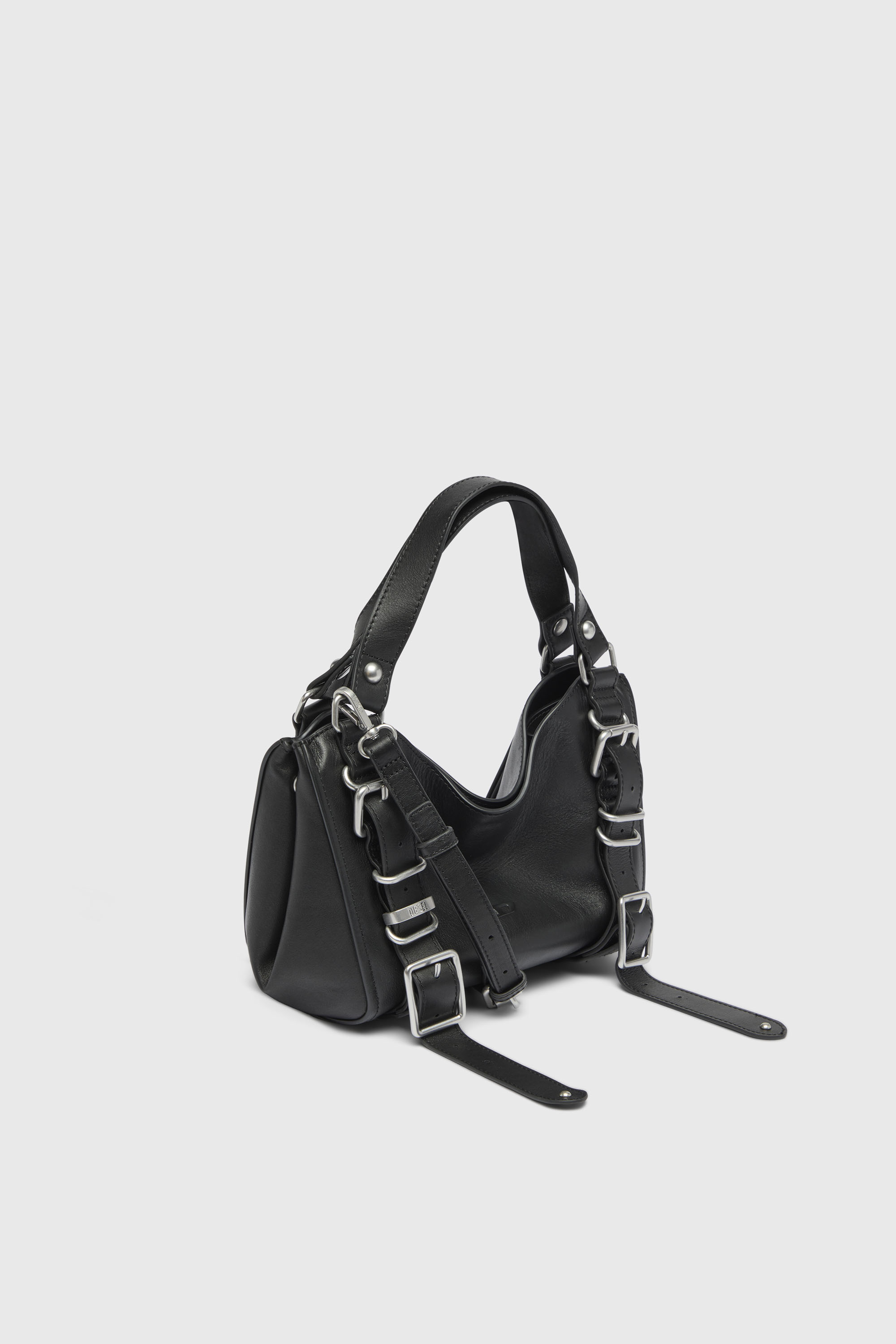Diesel - D-ONE TOPHANDLE S, D-One-Borsa piccola a mano in pelle trattata Donna in Nero - 5