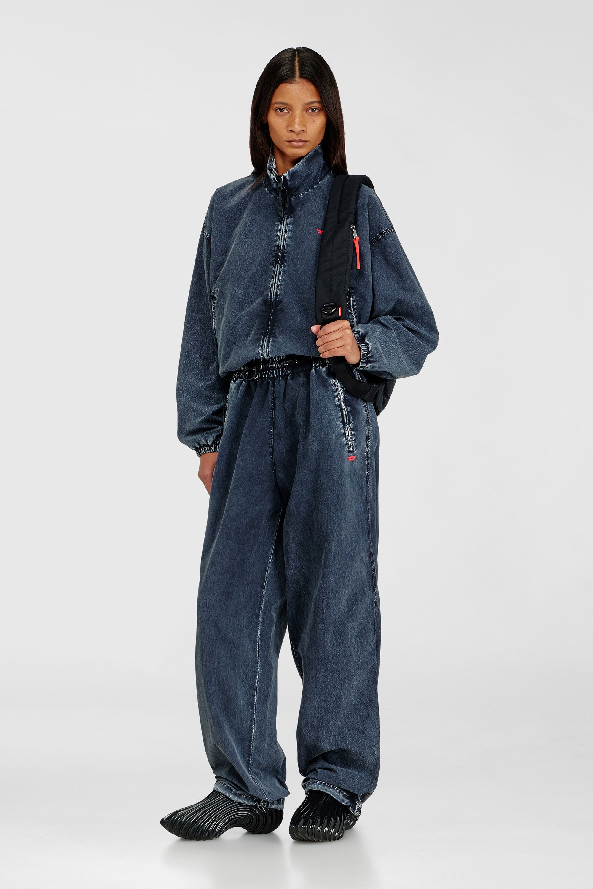 Diesel - P-APYRI, Damen Acid-wash Trackpants aus Nylon-Taslan in Dunkelblau - 1