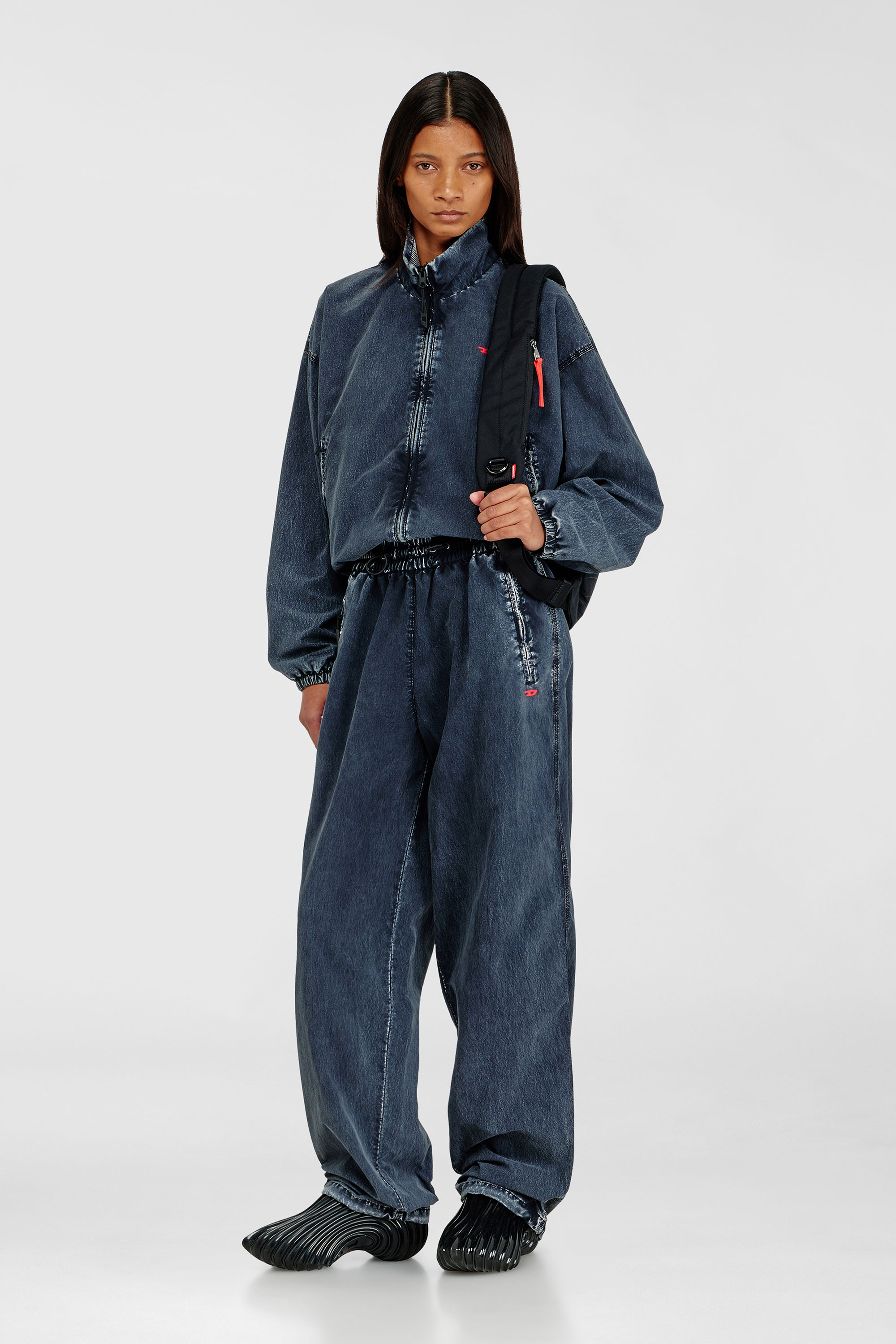 Diesel - P-APYRI, Damen Acid-wash Trackpants aus Nylon-Taslan in Dunkelblau - 1