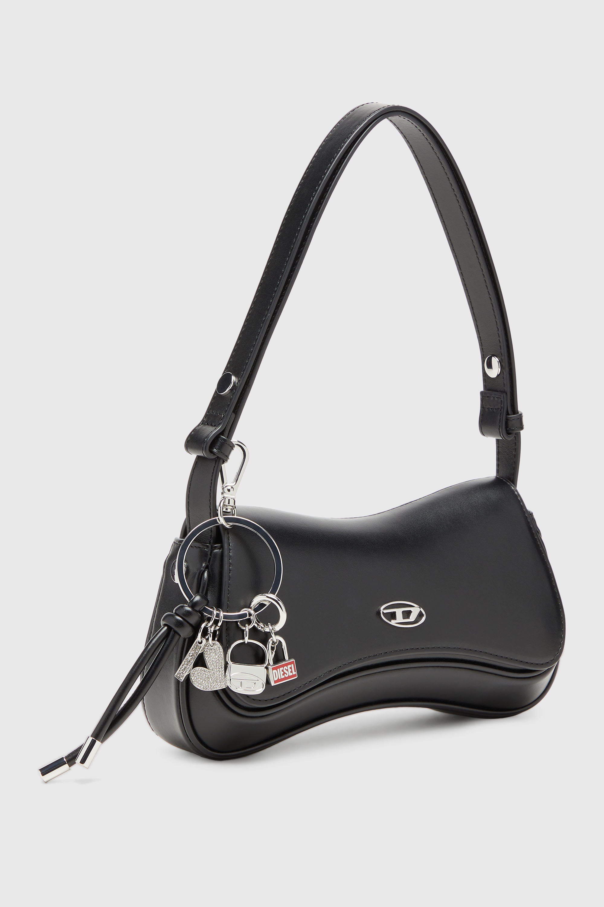 Diesel - MULTI III, Porte-cl&eacute;s orn&eacute; de pendentifs c&oelig;ur et sac Femme in Gris argent&eacute; - 2