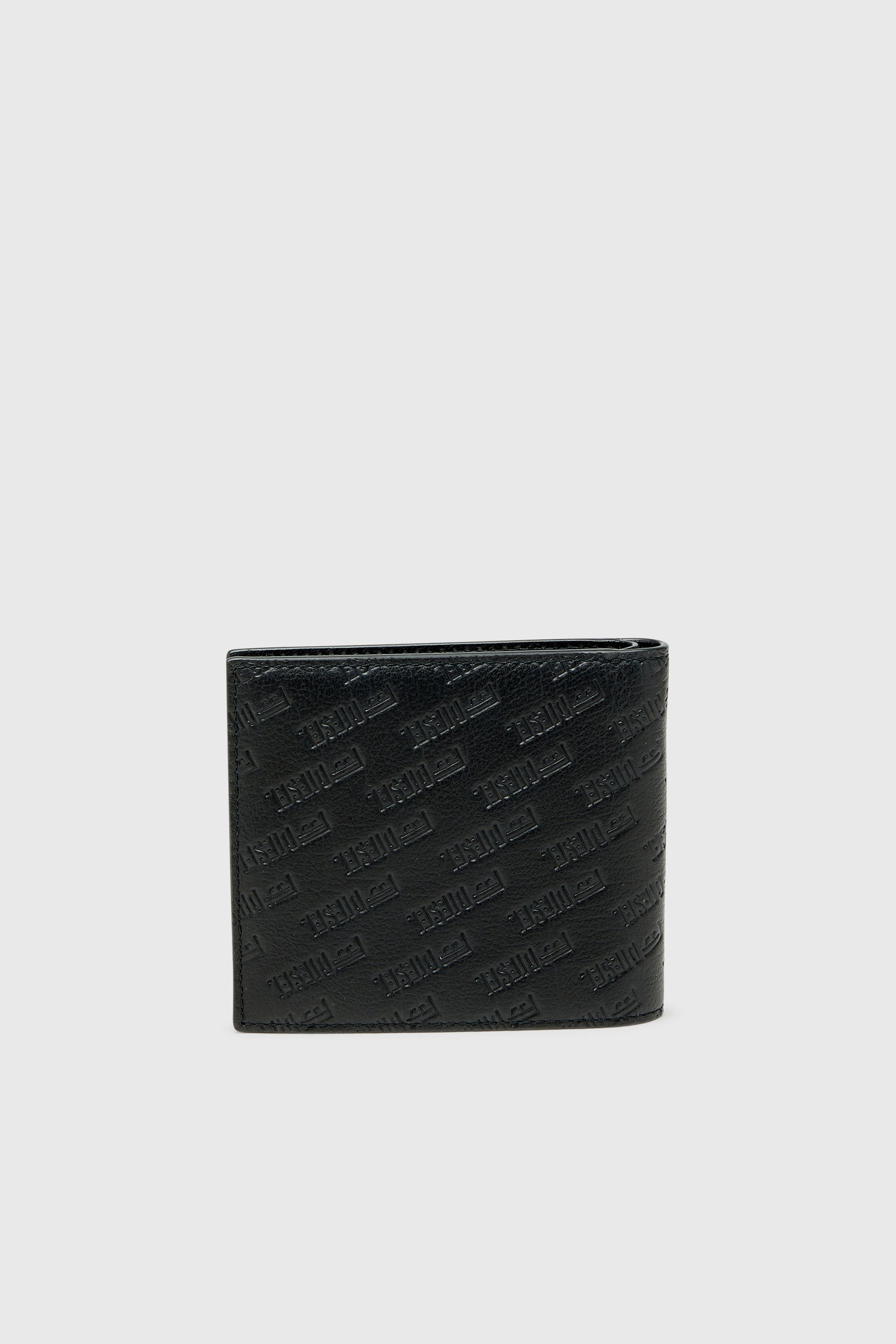 Diesel - MONOGRAM BI-FOLD COIN S 3D, Portefeuille en cuir &agrave; logo emboss&eacute; all-over Homme in Noir - 2