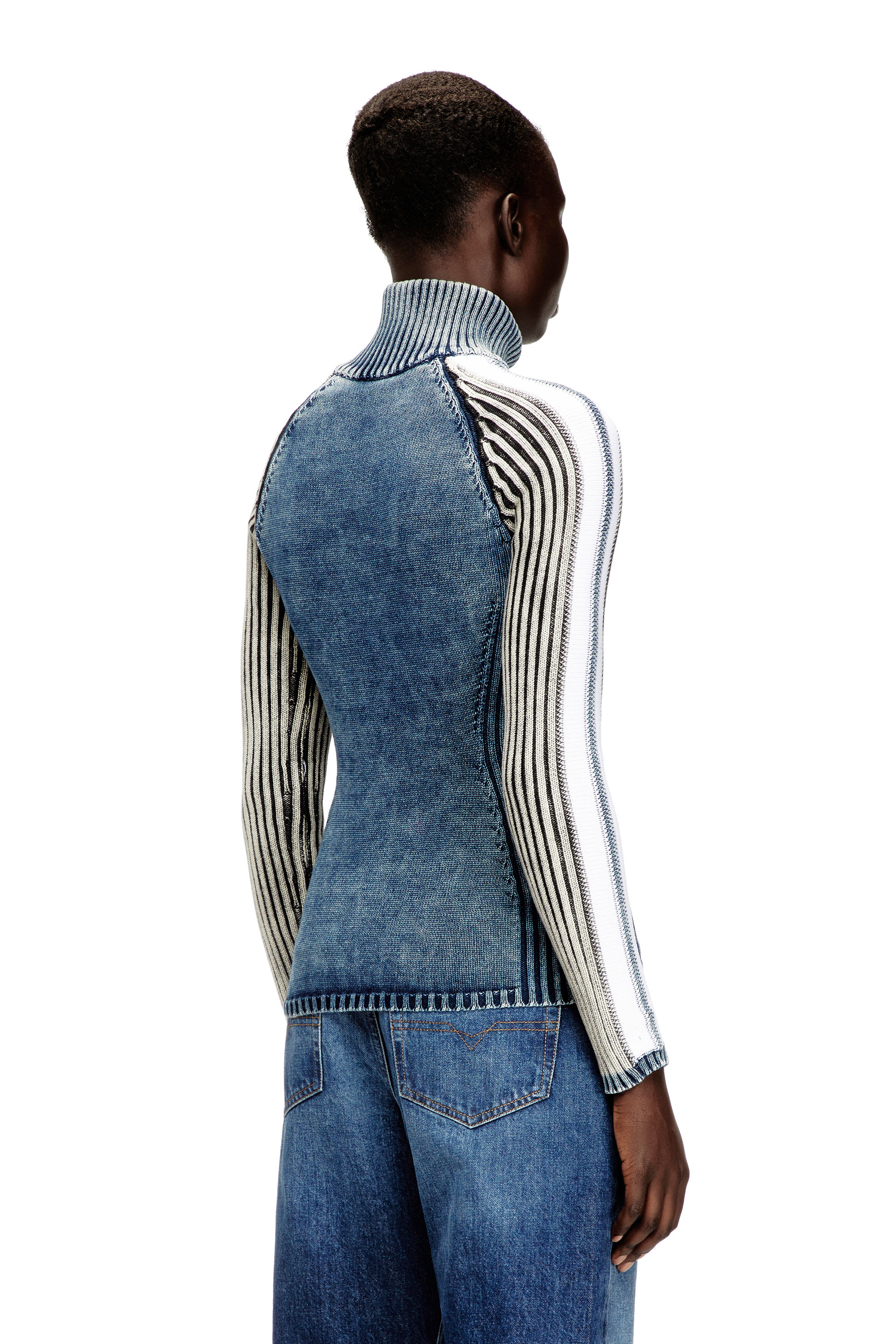 Diesel - M-ESTRELLA, Cardigan zippé avec bandes sportives Femme in Polychrome - 4