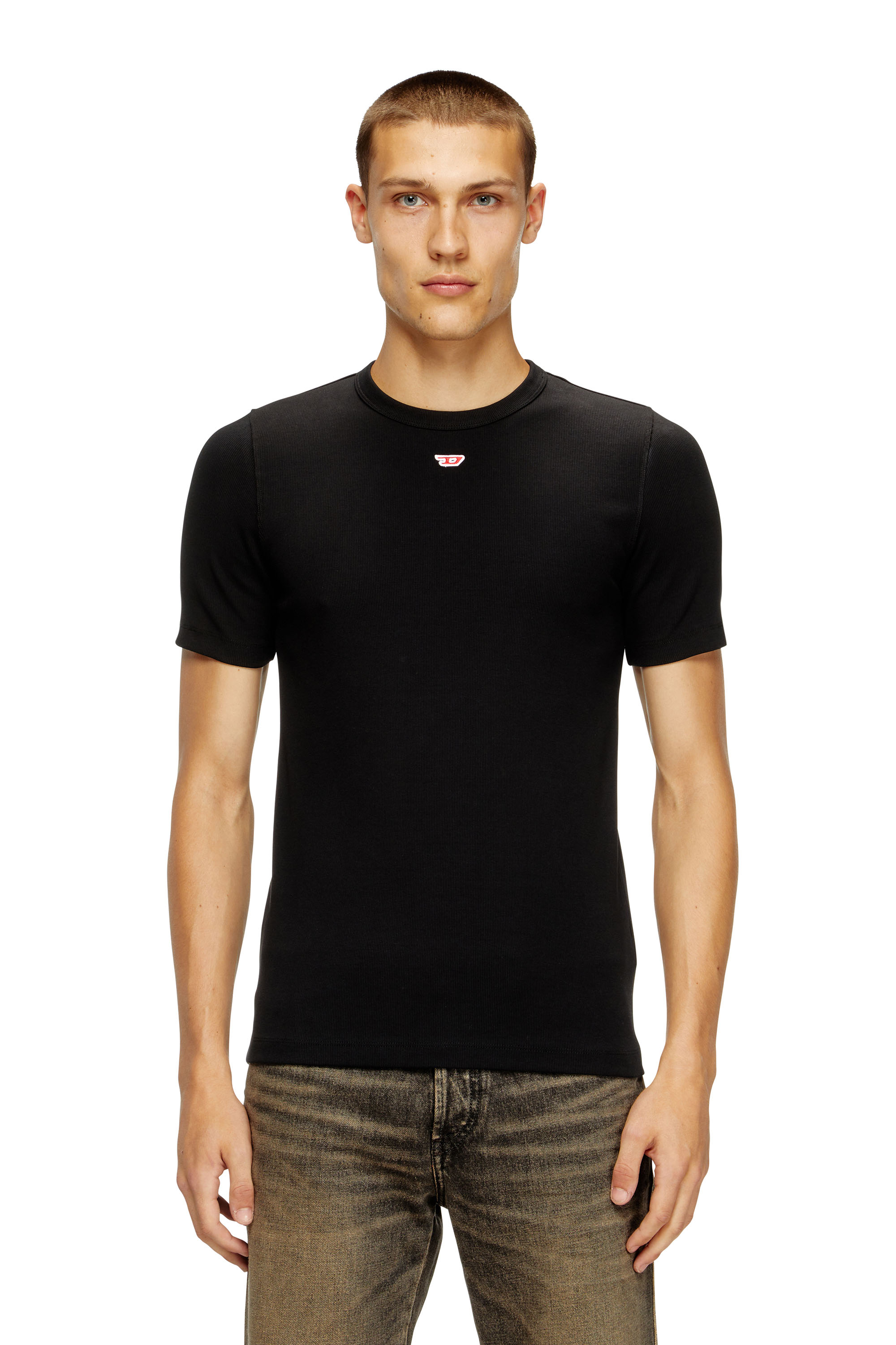 Diesel - D-RIBBER-N, T-shirt avec empi&egrave;cement D Homme in Noir - 3