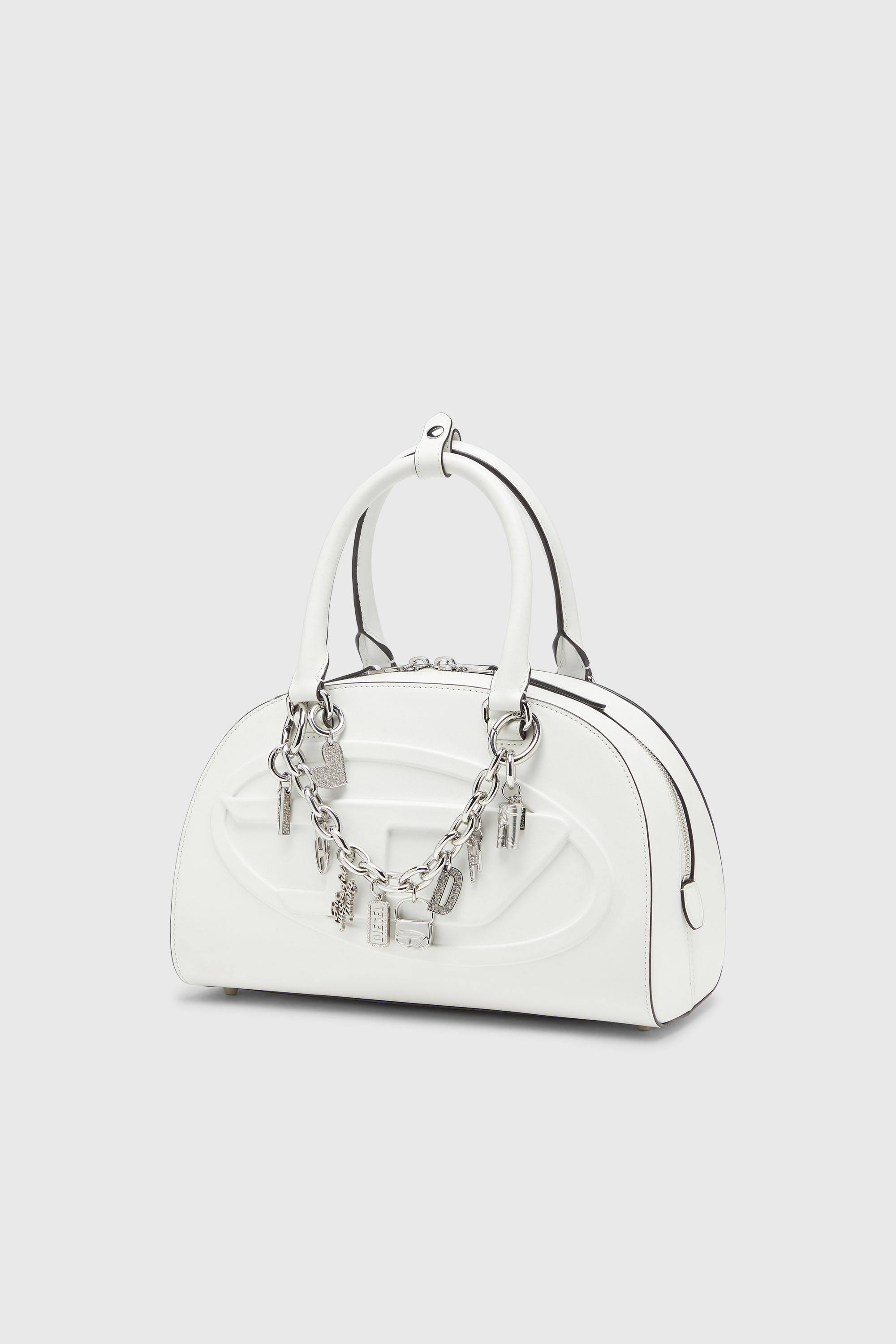 Diesel - CHARM-HEART, Breloque c&oelig;ur en m&eacute;tal avec strass Femme in Gris argent&eacute; - 2