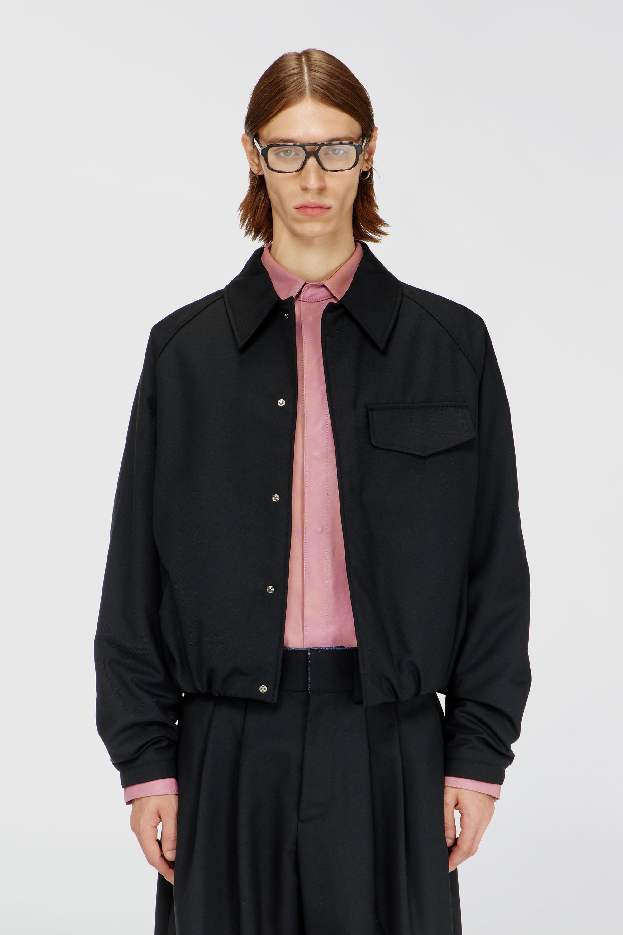 Diesel - J-ATTOR-COOL, Herren Bomberjacke mit gerafftem Woll-Mix in Schwarz - 1