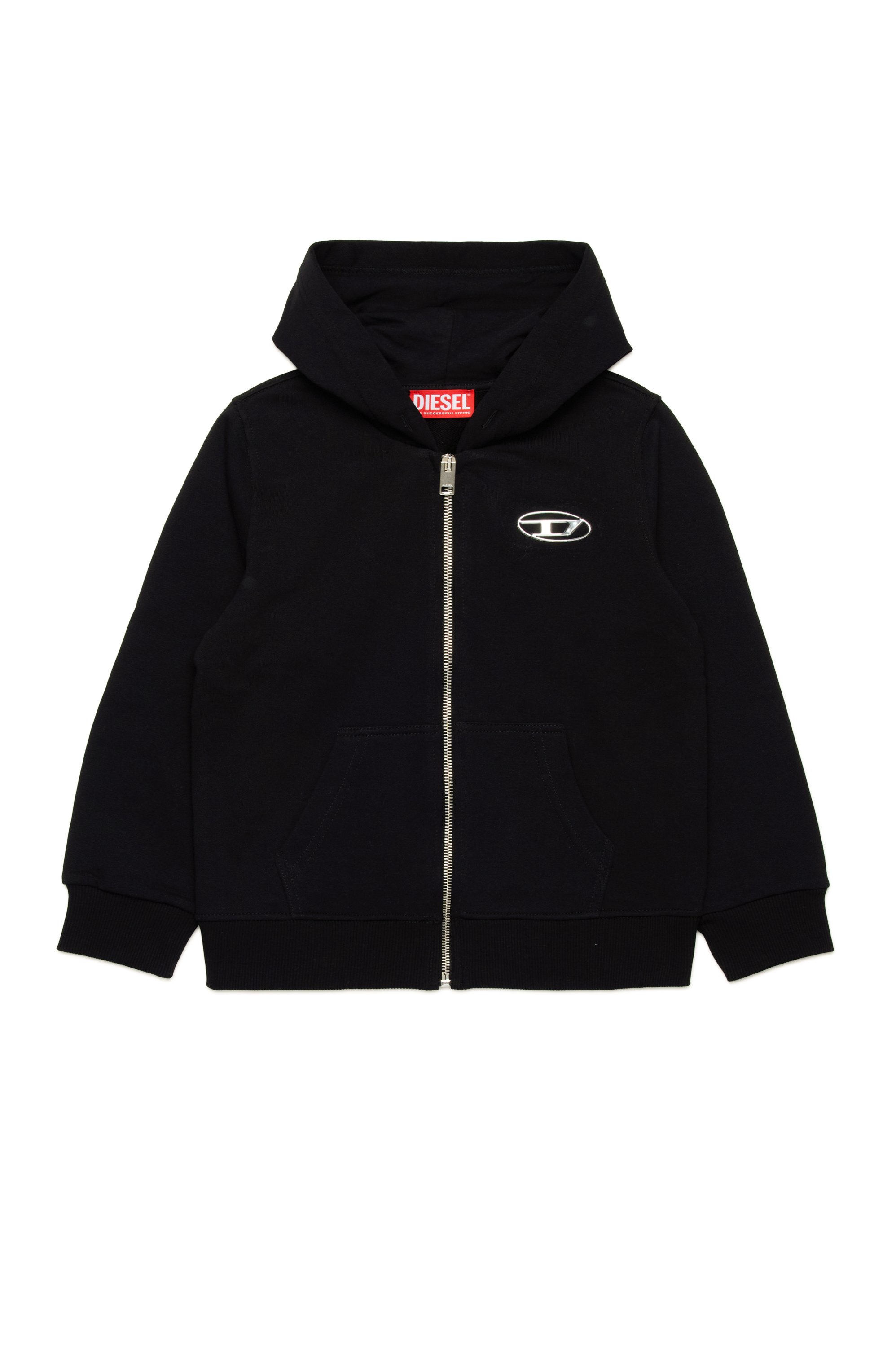 Diesel - SMACIS, Sweat-shirt à capuche zippé avec Oval D effet métal Homme in Noir - 1