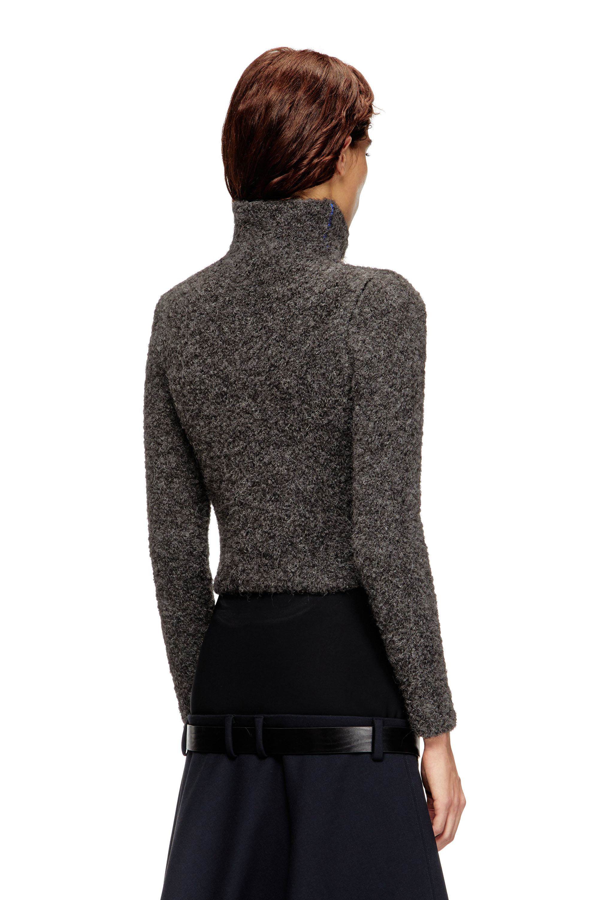 M-ELEONERE, Dunkelgrau Diesel - M-ELEONERE, Damen Reißverschluss-Strickjacke mit kontrastierendem Innenfutter in Dunkelgrau - 4