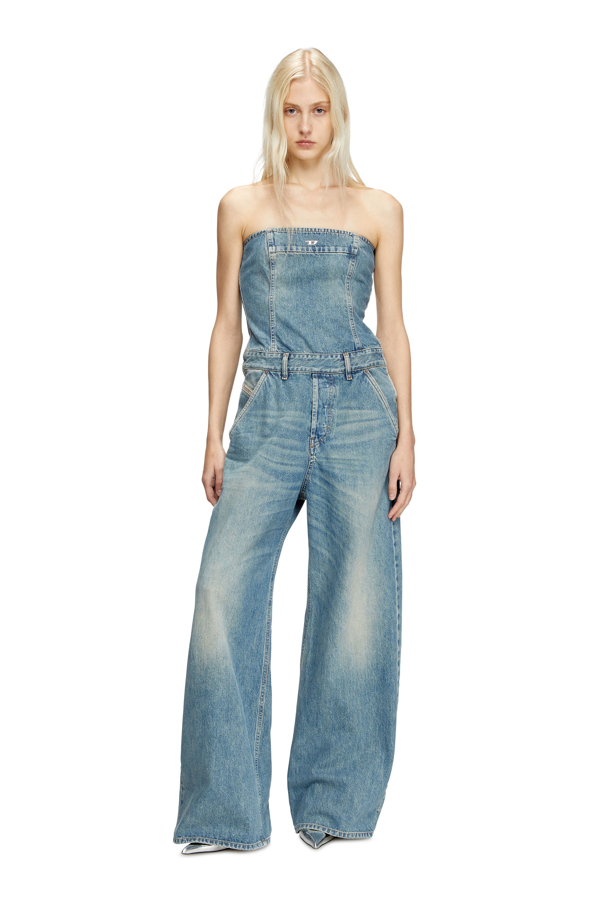 Diesel - DE-BRIDE, Tuta a fascia in denim Donna in Blu - 3