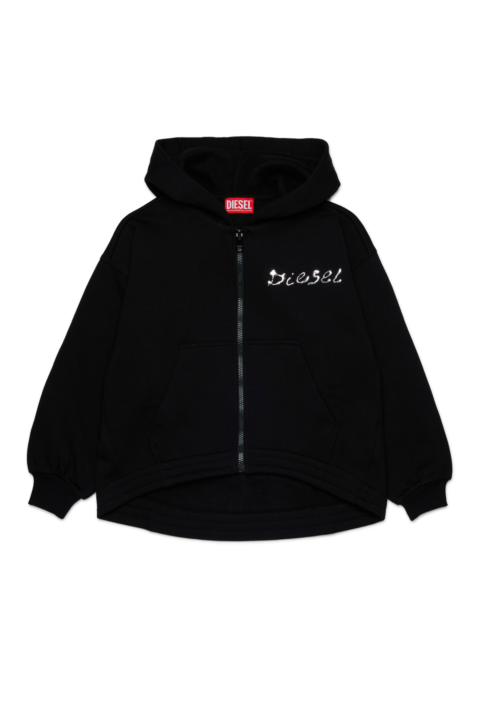 Diesel - STRISTANA, Damen Kapuzenjacke aus Baumwolle mit Reißverschluss in Schwarz - 1