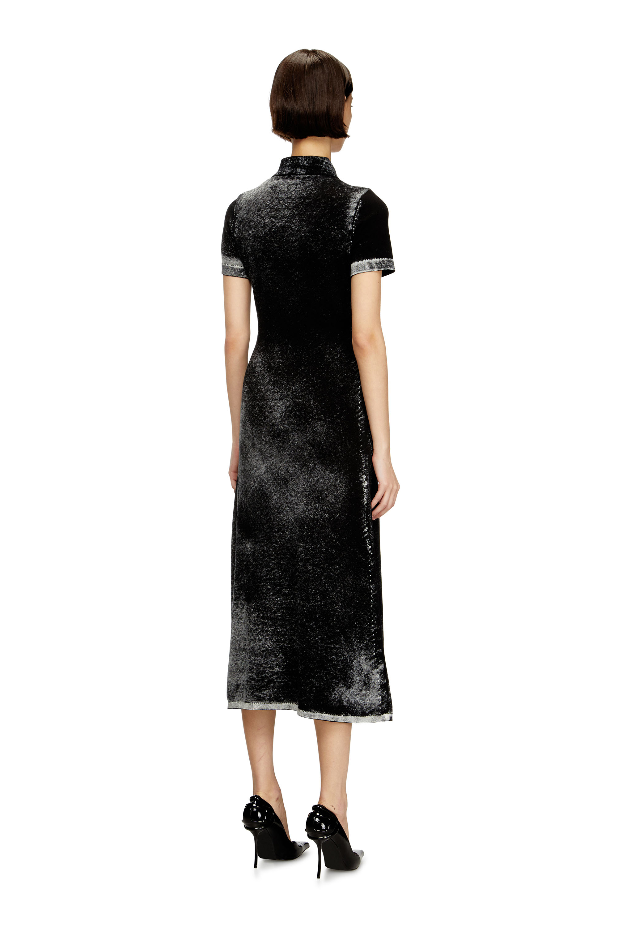 Diesel - M-LOURENS, Robe polo midi en maille à impression inversée Femme in Noir - 4