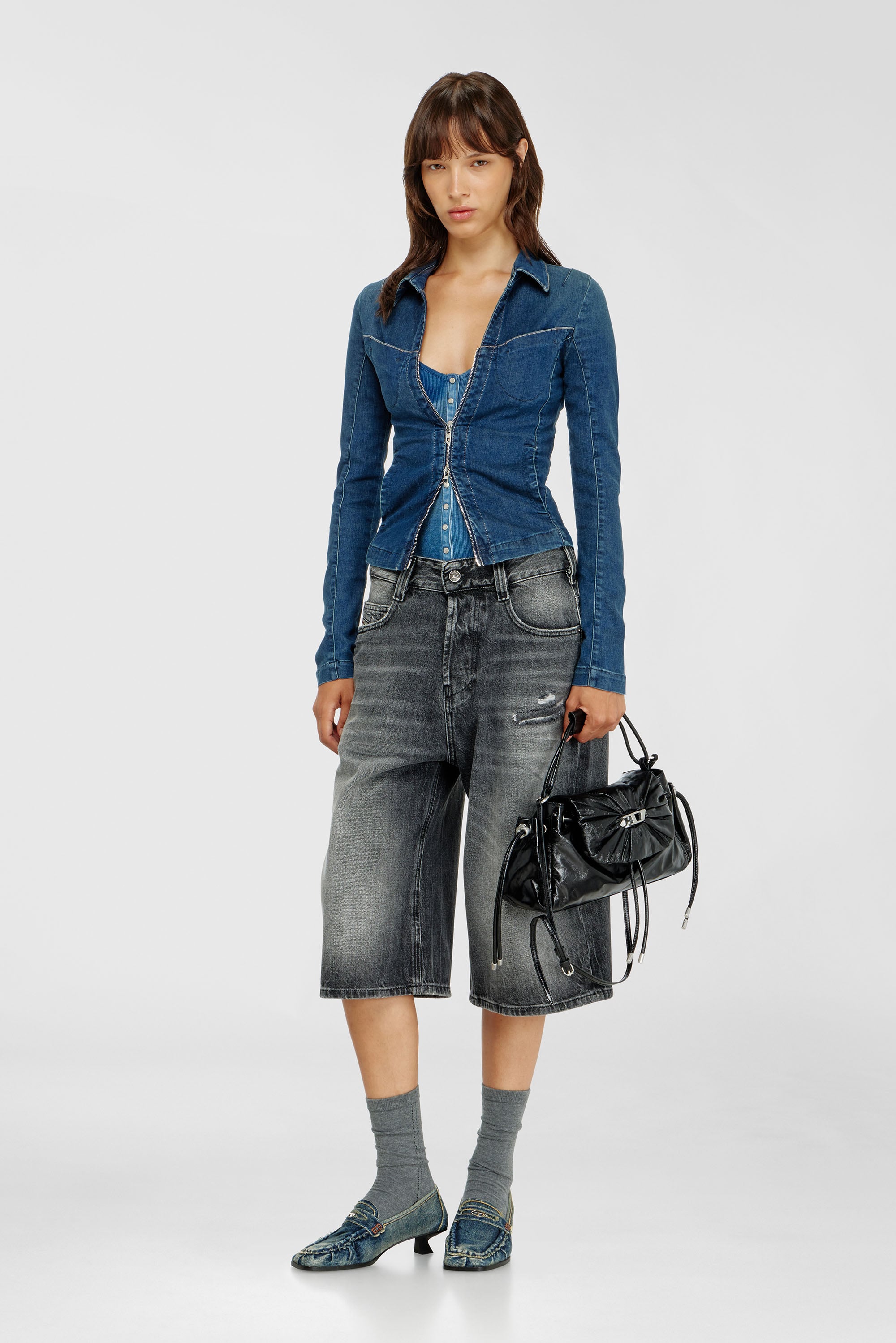 Diesel - DE-QUINOR-S1, Chemise zipp&eacute;e en denim Femme in Bleu - 2