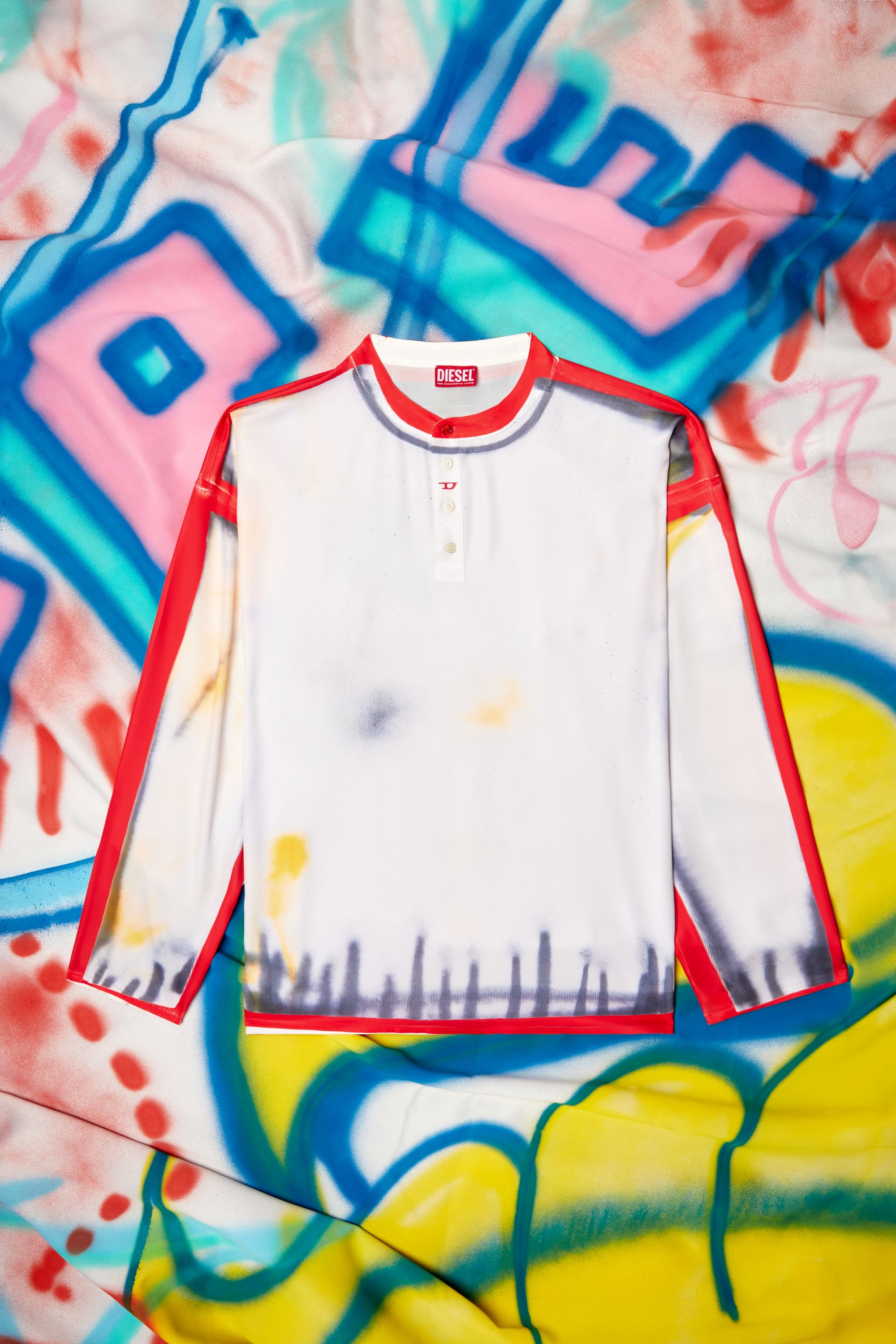 Diesel - T-OLAVI-A-SER-GRAFFITI-USA, Top Henley avec imprimé graffiti Mixte in Polychrome - 3