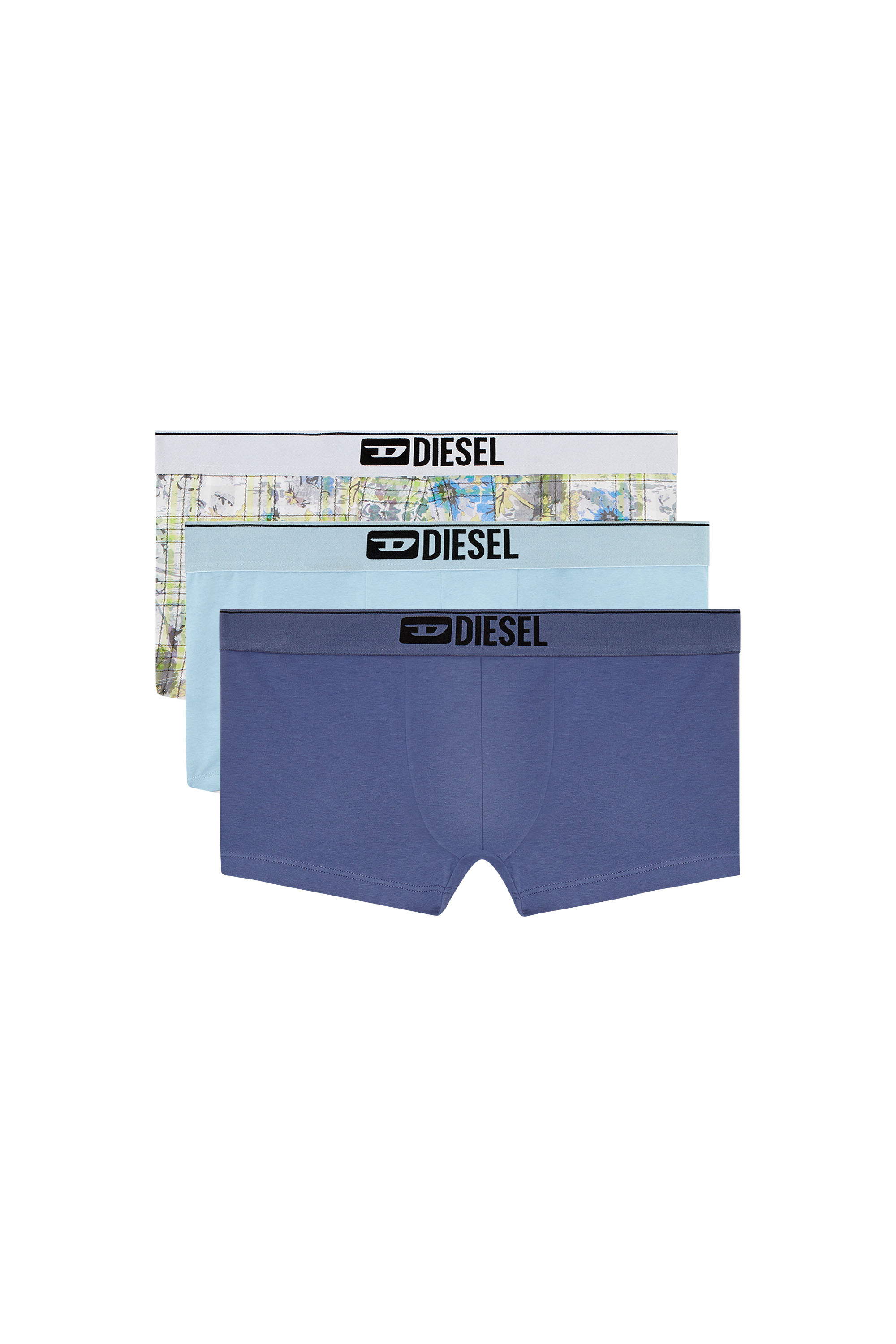 Diesel - DAMIEN-THREEPACK, Herren Retropants mit floralem Motiv im Dreierpack in Blau/Weiss - 1