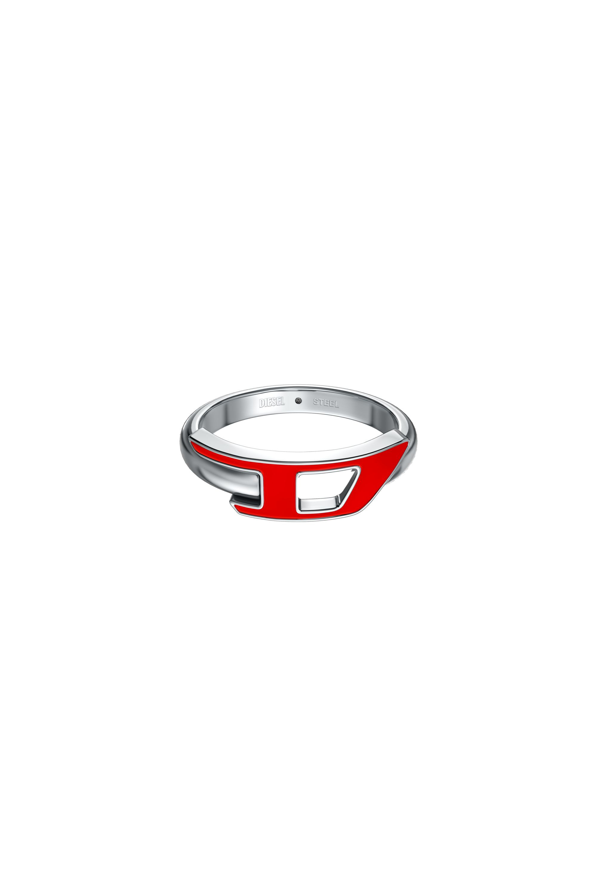 Diesel - DX1688040 JEWELLERY, Unisex Edelstahl-Ring in Silber/Rot - 2
