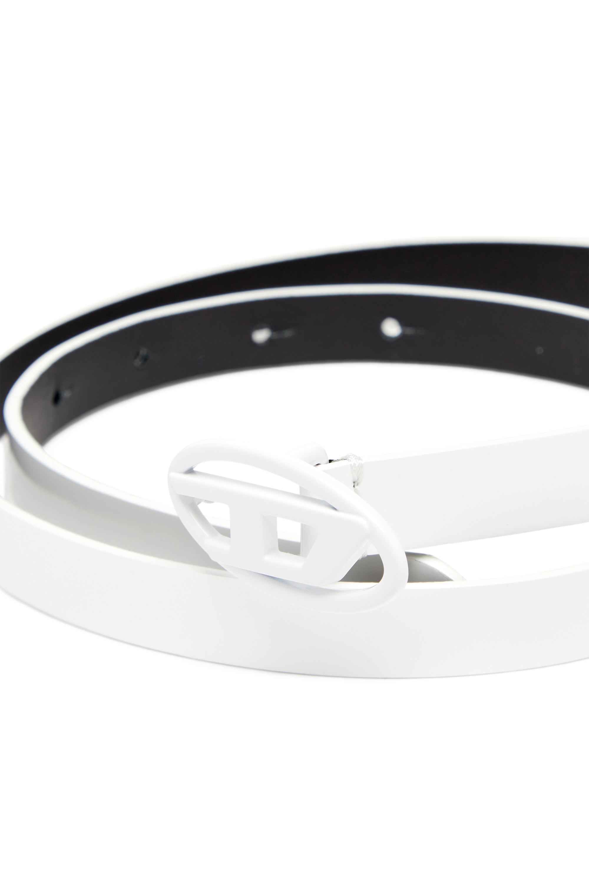 Diesel - B-PLAY 15, Ceinture slim en cuir brillant Femme in Blanc - 3