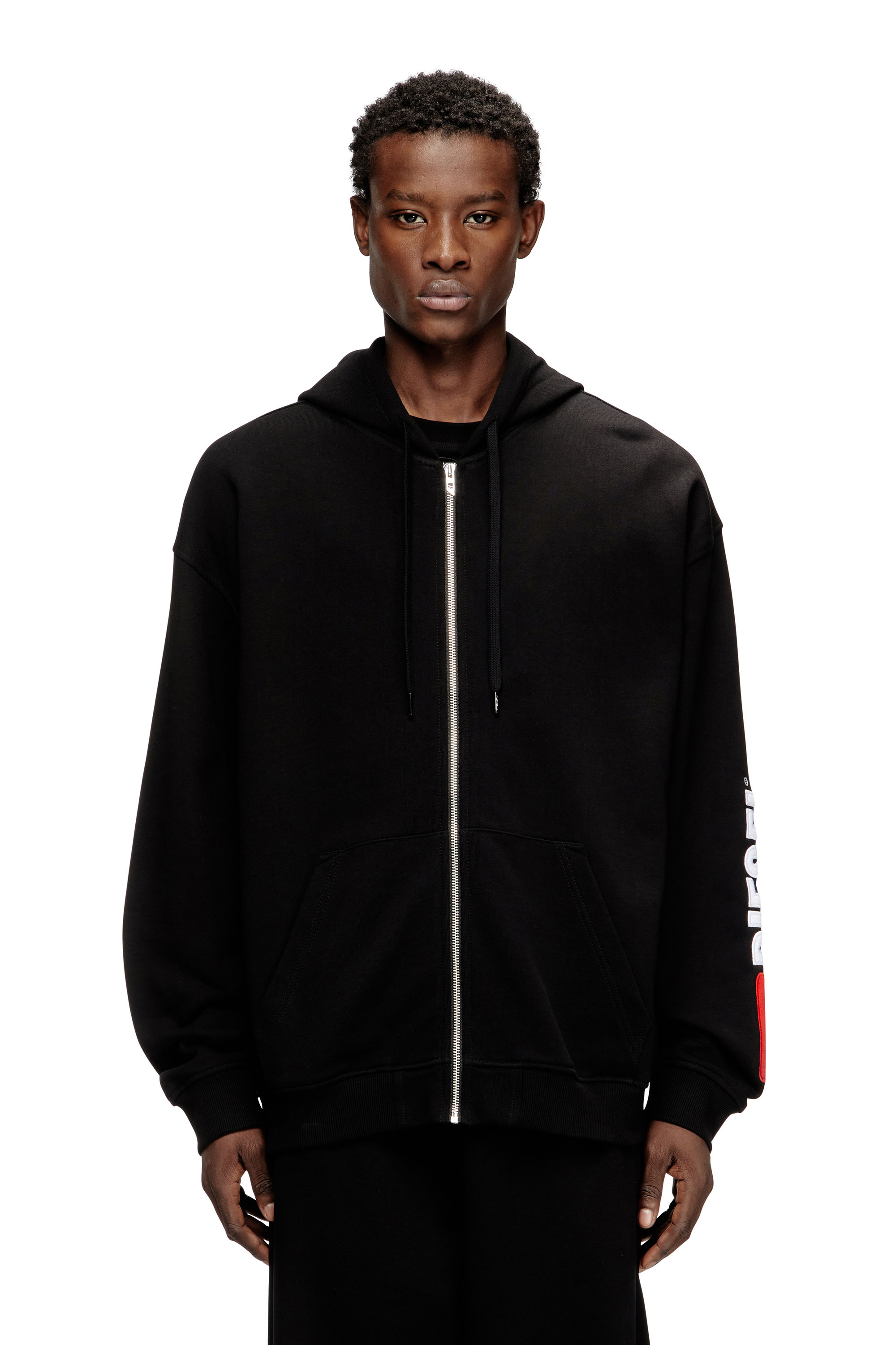 Diesel - S-BOXT-ZIP-HOOD-DIV, Sweat à capuche avec logo brodé Homme in Noir - 3