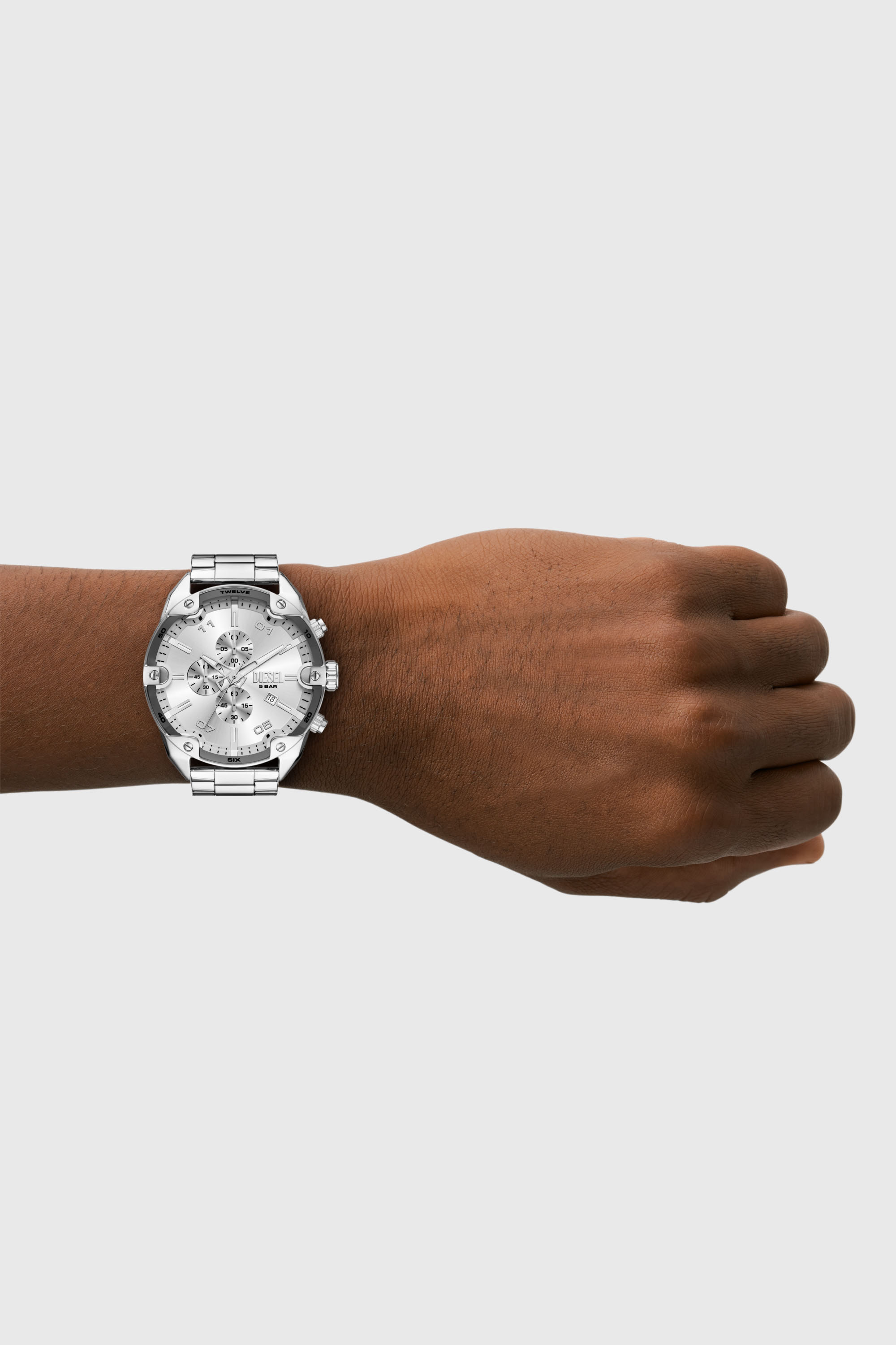 Diesel - DZ4677, Montre Spiked en acier inoxydable Homme in Gris argent&eacute; - 4